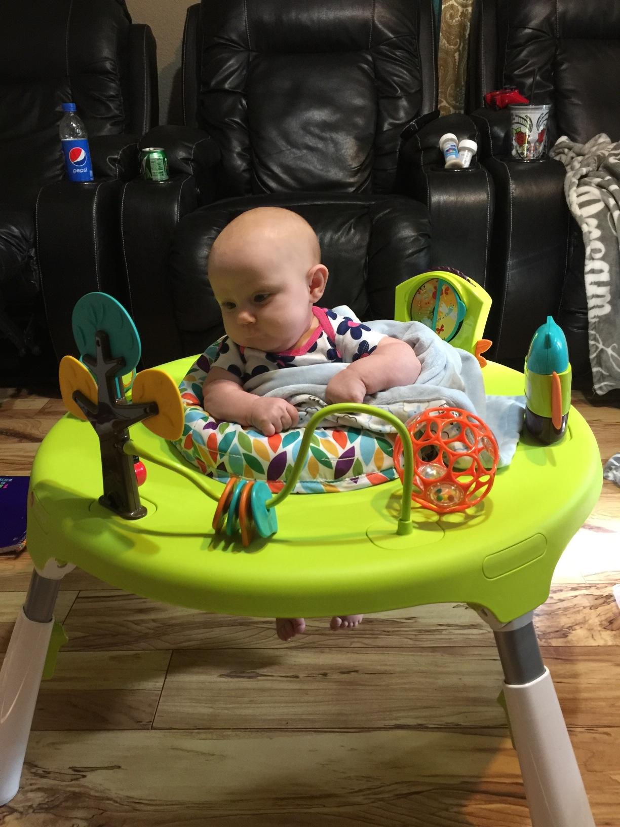 ORIBEL PortaPlay Convertible 3-in-1 Baby Activity Center & Play Table | Patented Bouncy Seat | Stable Foot Support | 5 Months+ | Development Focused Toys (Wonderland Adventure, Grey) customer photo 1