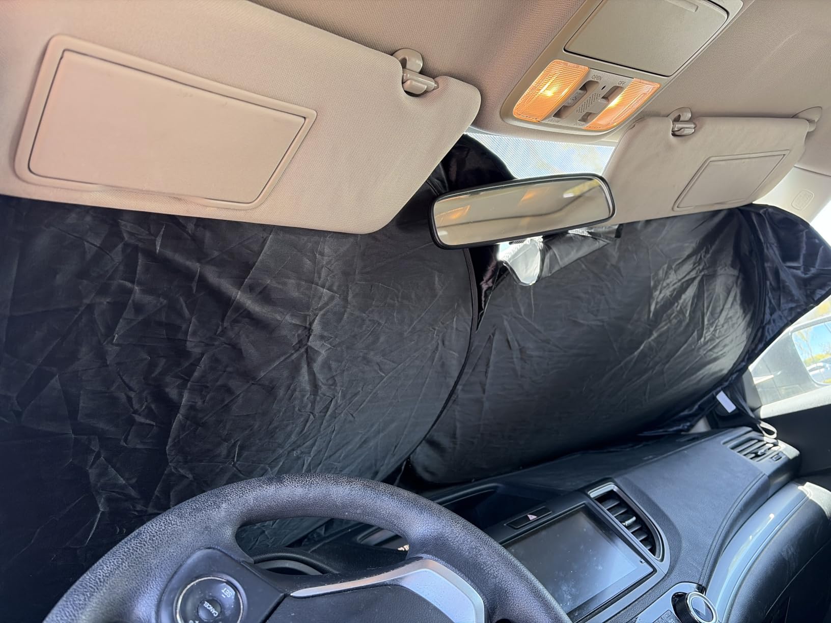 Magnelex Car Windshield Sunshade – Double-Layer Design for 2X Heat Blocking, Blocks UV Rays, Foldable Sun Shade for Cars, Trucks & SUVs, Keeps Interior Cooler, Medium (59 x 31 in) customer photo 1