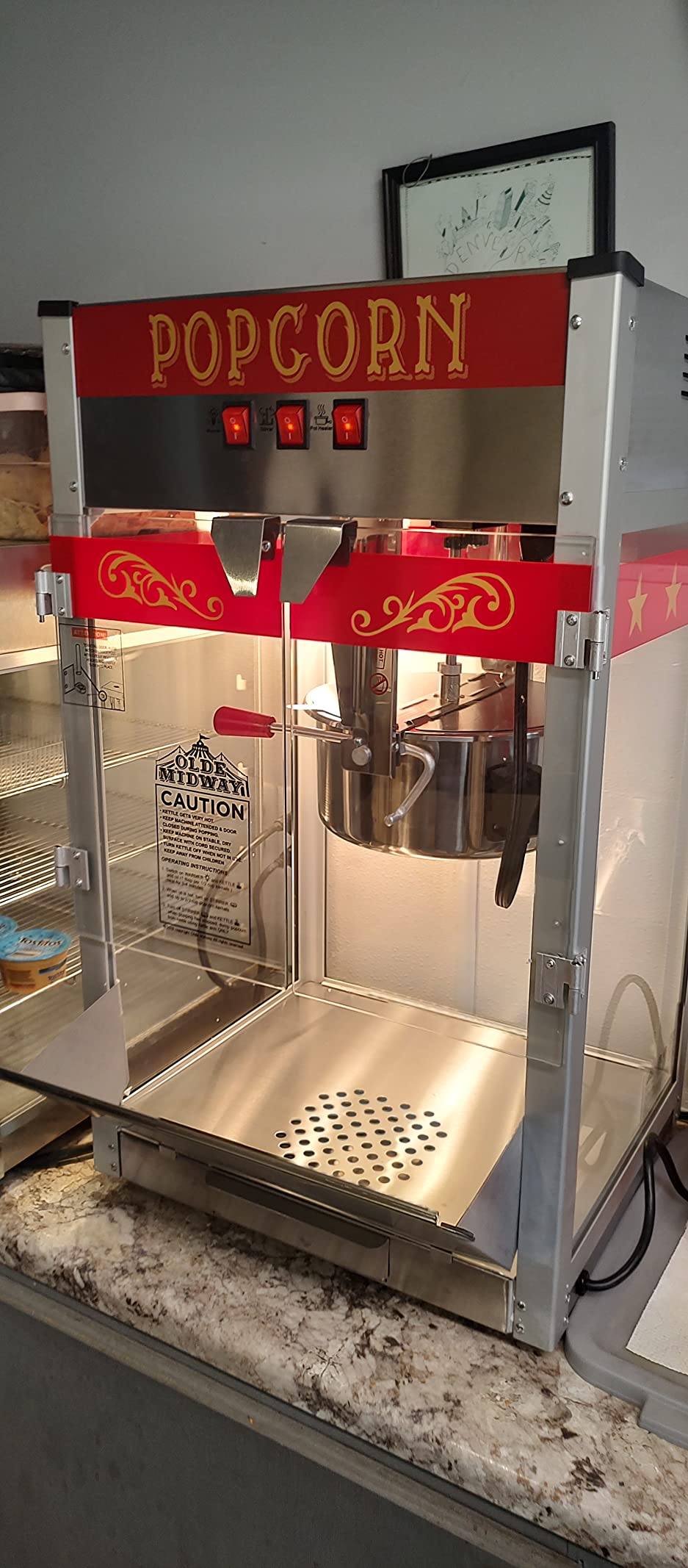 Olde Midway Commercial Popcorn Machine Maker Popper with Large 12-Ounce Kettle - Black customer photo 2