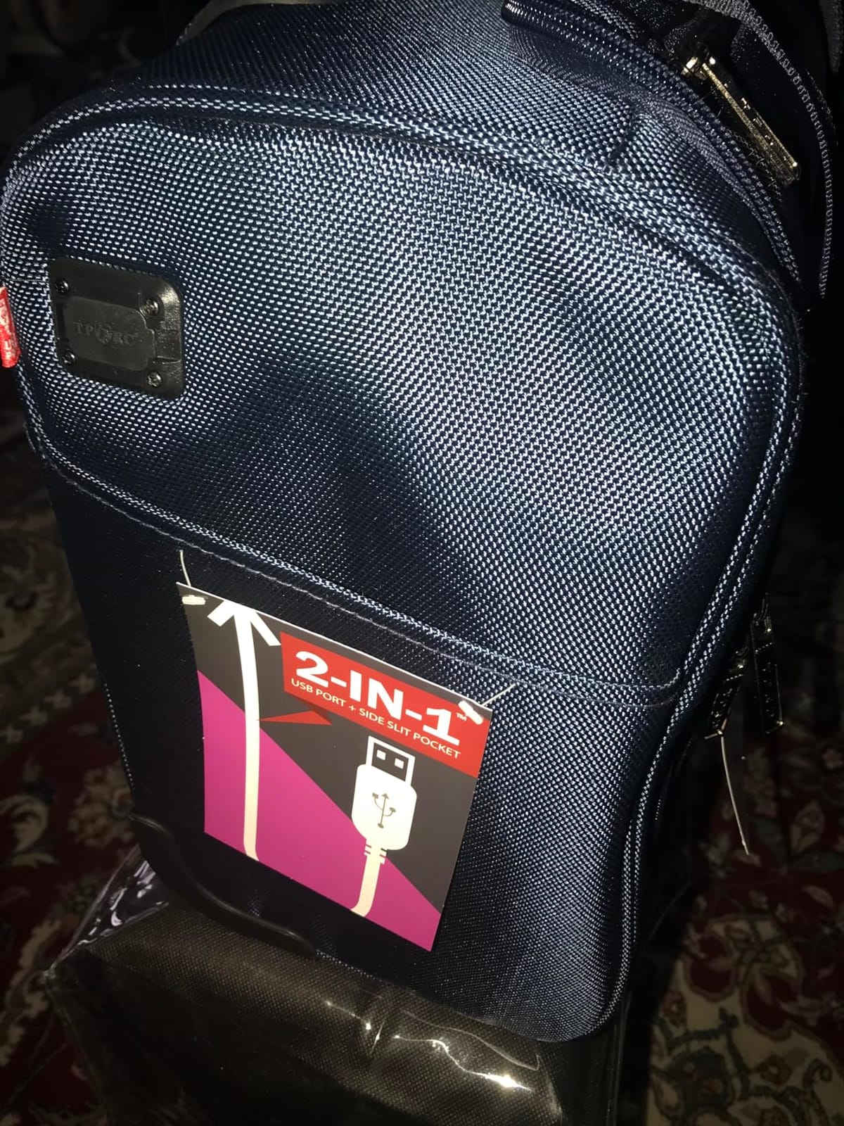TPRC 15” Underseat Carry-On Luggage Airline Approved Personal Item with USB Charging Port, Purple customer photo 2
