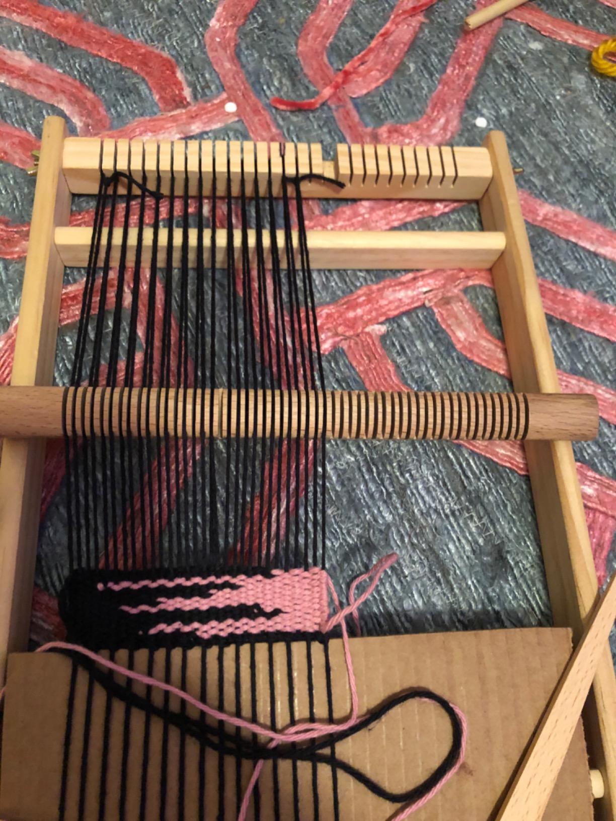 MIKIMIQI Wooden Multi-Craft Weaving Loom Large Frame 9.85 x 15.75 x 1.3inches to Handcraft for Kids customer photo 2