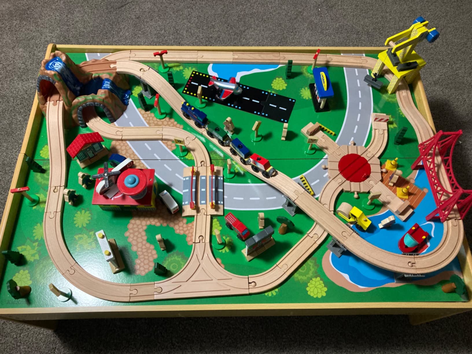 KidKraft Adventure Town Railway Wooden Train Set & Table with EZ Kraft Assembly™ with 120 Accessories and Storage Bins, Gift for Ages 3+ customer photo 2