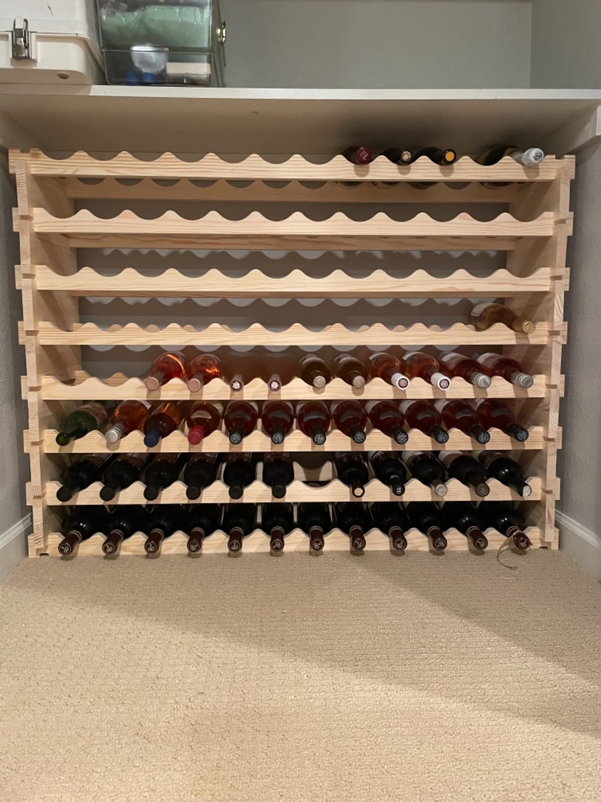 96 Bottles Stackable Modular Wine Rack, 8-Tier Wooden Wine Storage Rack Freestanding Wine Holder Display Shelves, Wobble-Free Shelves, Solid Wood customer photo 1