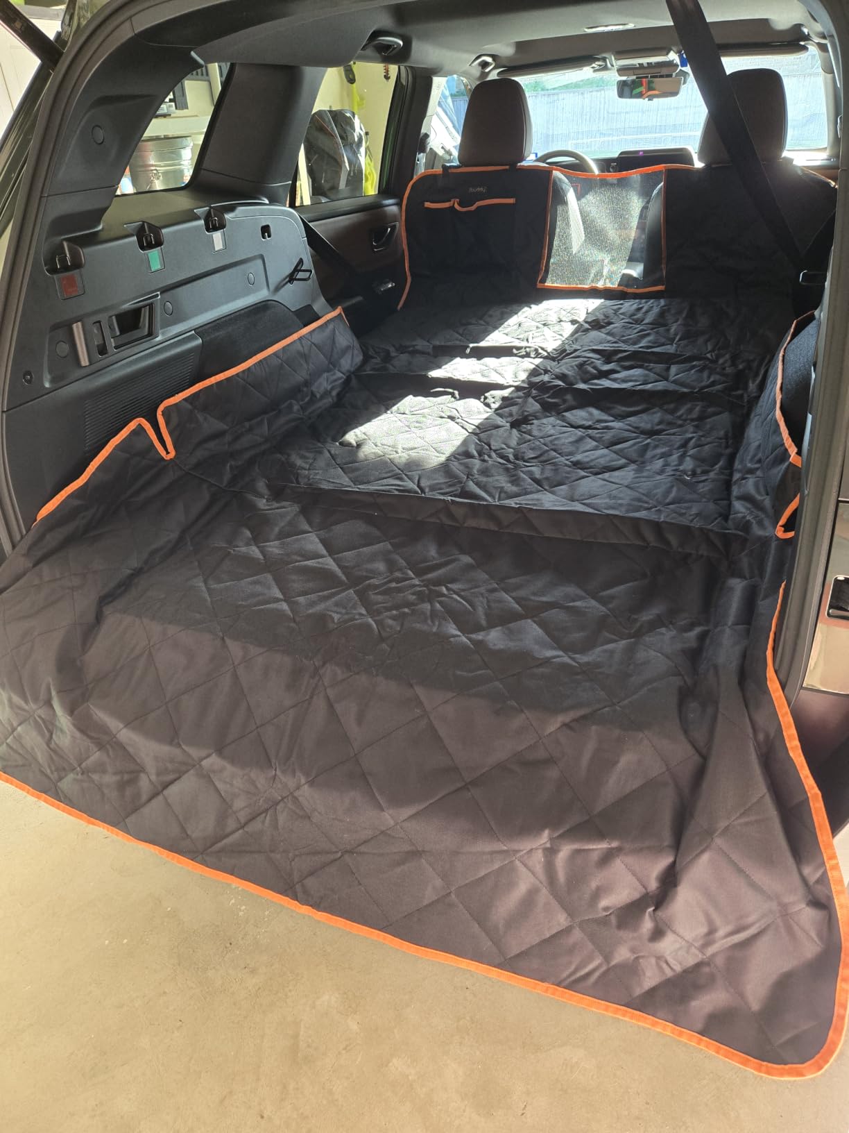 SUV Cargo Liner for Dogs, Waterproof Dog Cargo Cover with Bumper Flap Protection Durable Toyota Rav4 Trunk Mat for Pets Keep Your Vehicle Trunk Clean Universal Fit SUV Car Seat Cover customer photo 1