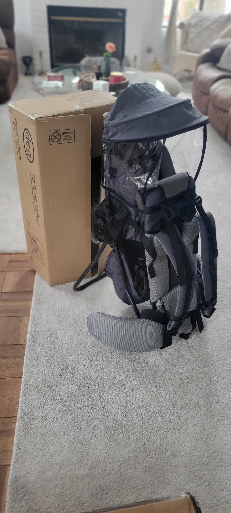 ClevrPlus Cross Country Baby Backpack Carrier, Grey, Toddler Hiking Backpack with Comfortable Seat, Adjustable Straps & Belt, Foldable Frame Lightweight Large Capacity Child Carrier for Outdoor customer photo 2