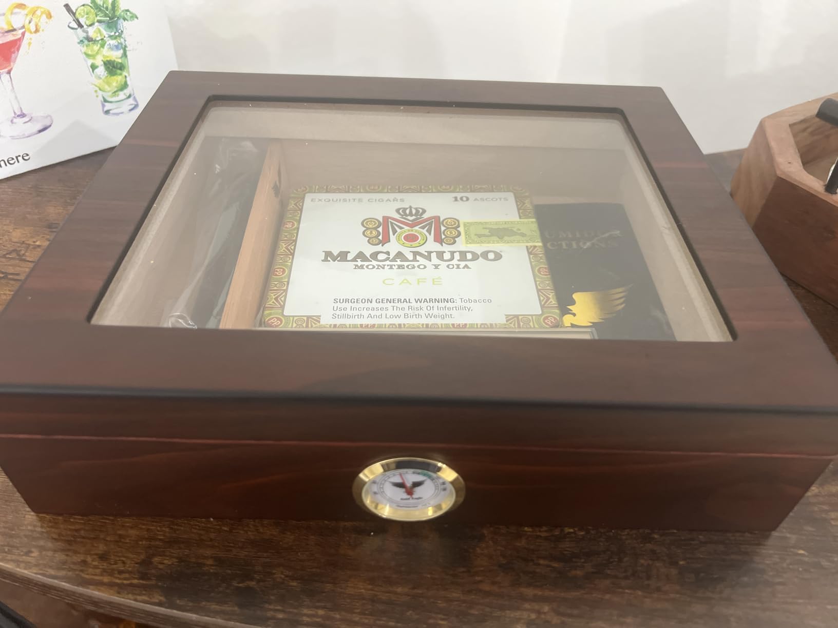 Bald Eagle Handmade Cigar Humidor, Cedar Cigar Desktop Box with Humidifier and Hygrometer, Glass Top for 30-50 Cigars (30-50 Cigars) customer photo 1
