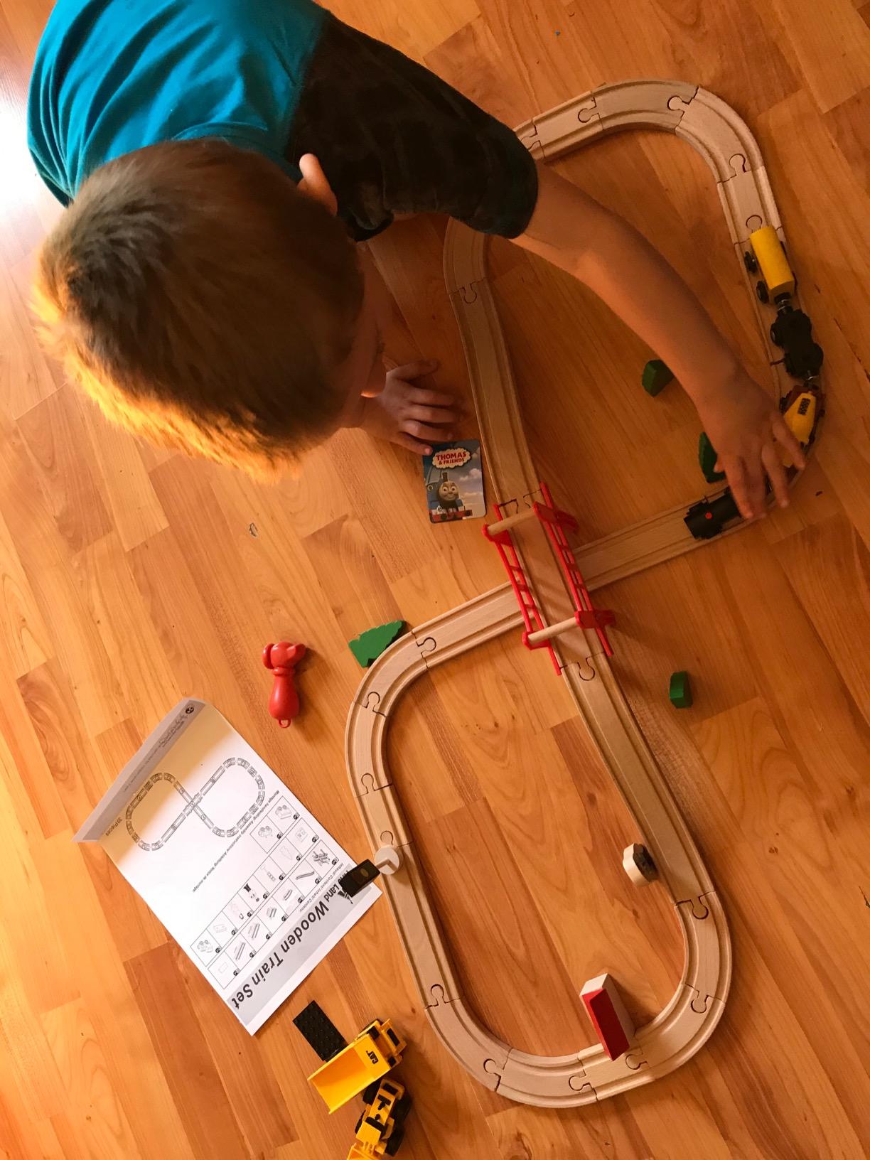 Tiny Land 39 Pcs Wooden Train Set for Toddler with Wooden Tracks customer photo 1