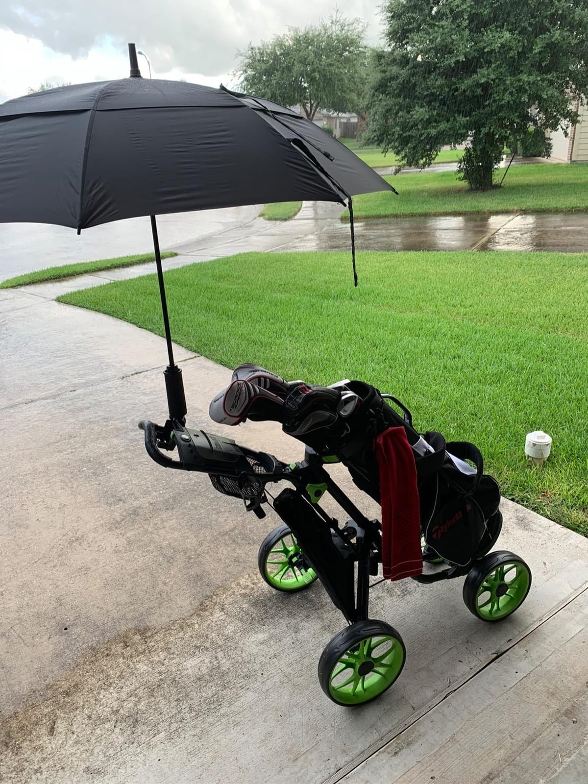 CaddyTek 4 Wheel Golf Push Cart - Caddycruiser One Version 8 1-Click Folding Trolley - Lightweight, Compact Pull Caddy Cart, Easy to Open customer photo 1