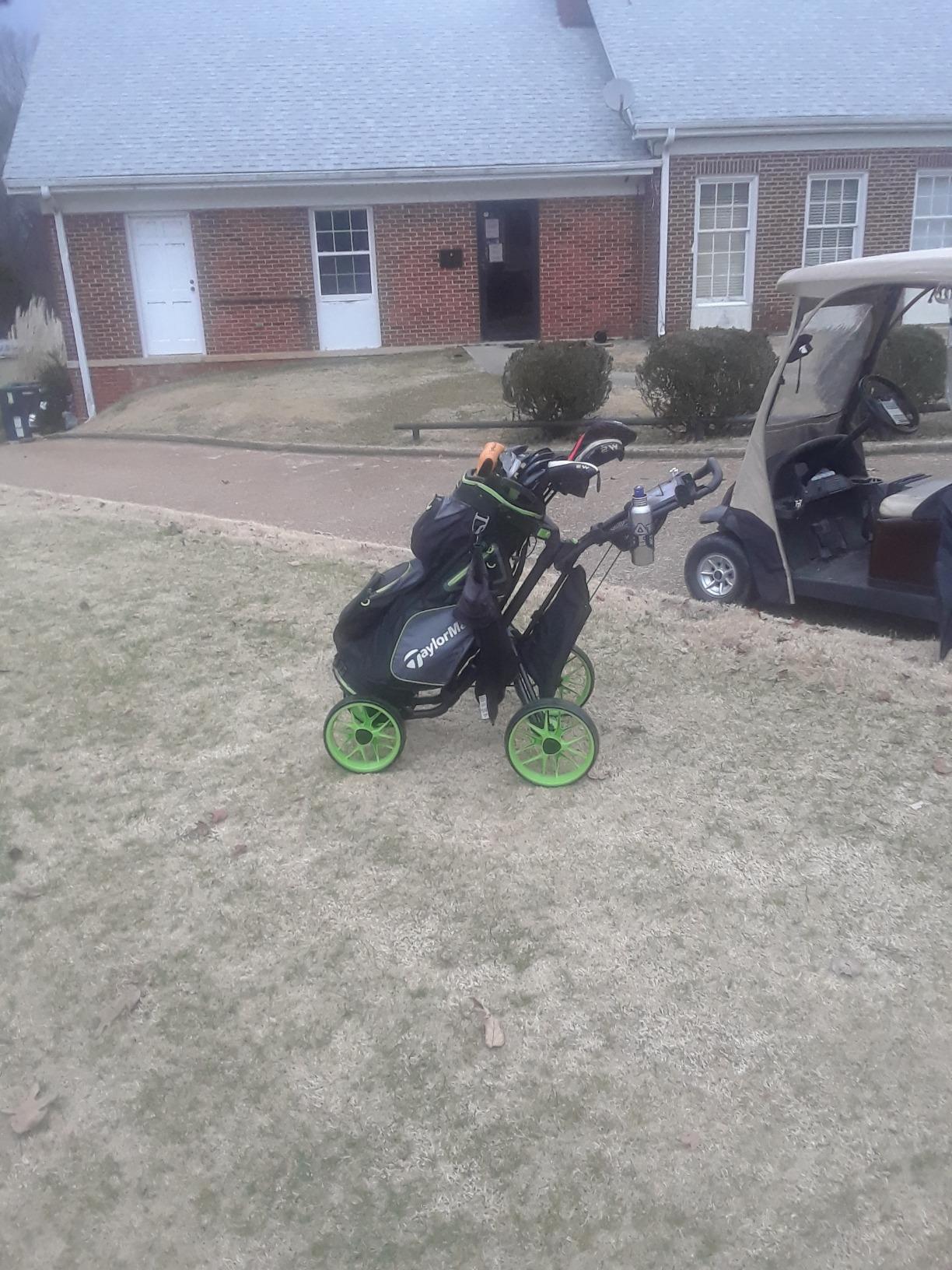 CaddyTek 4 Wheel Golf Push Cart - Caddycruiser One Version 8 1-Click Folding Trolley - Lightweight, Compact Pull Caddy Cart, Easy to Open customer photo 2