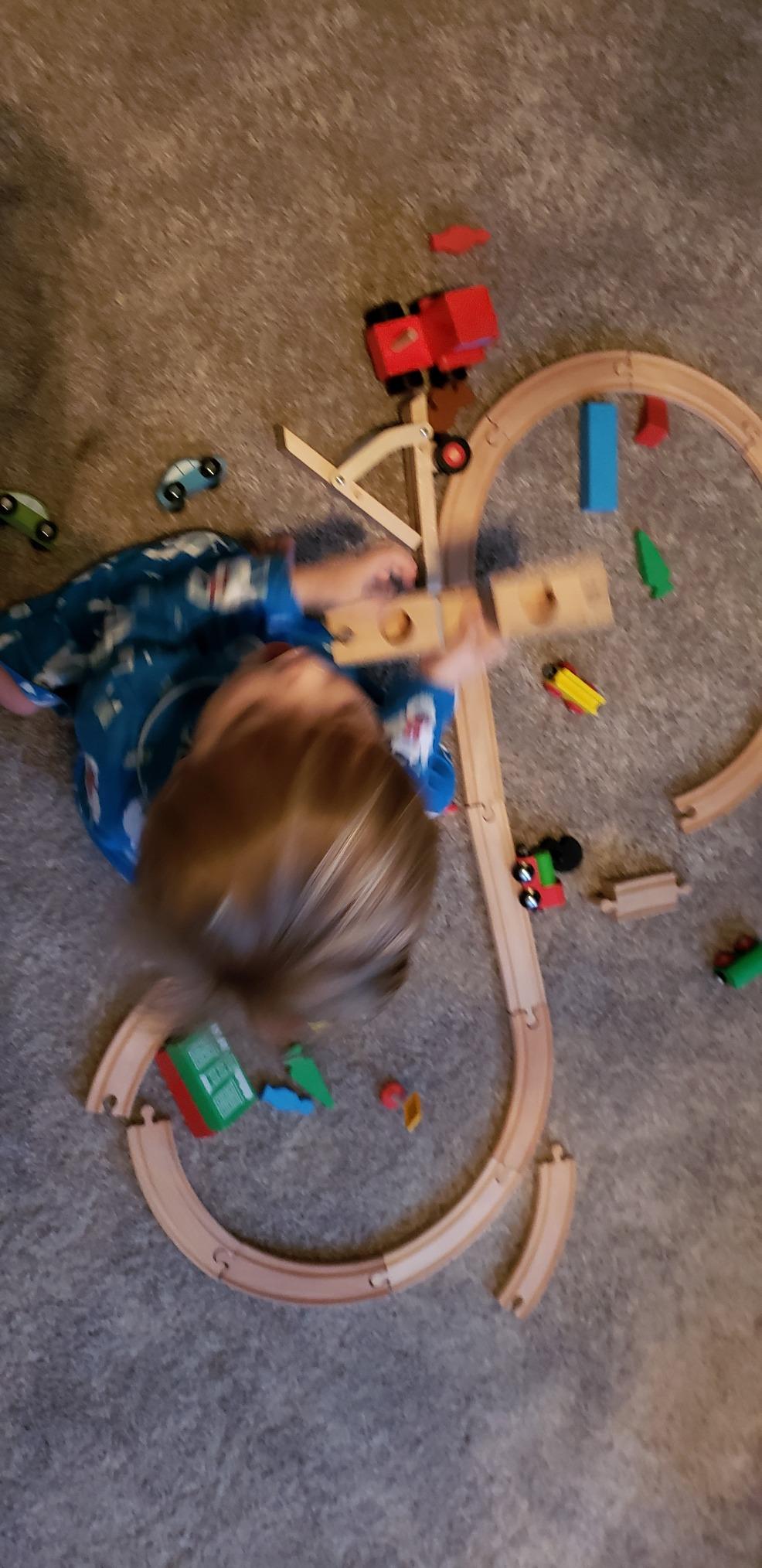 SainSmart Jr. Wooden Train Set for Toddler with Double-Side Train Tracks Fits Brio, Thomas, Melissa and Doug, Kids Wood Toy Train for 3,4,5 Year old Boys and Girls customer photo 2