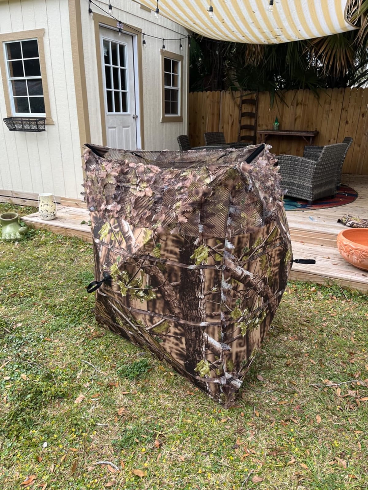 AUSCAMOTEK Pop Up Ground Blind for Deer Duck Turkey Hunting Portable Quick Setup Lightweight Green/Brown/Dry Grass Ground Peg Included customer photo 2