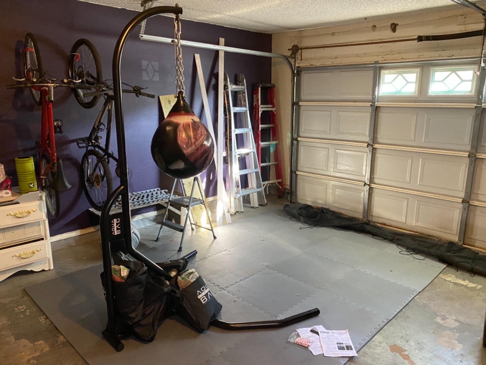 Aqua Training Punching Bag Stand, 200 lb. Capacity – Holds Any Traditional Style Heavy Bag up to 200 pounds – Extra-Wide Stance for Swinging During Training – 4 sandbags Included – 2020136455 customer photo 1