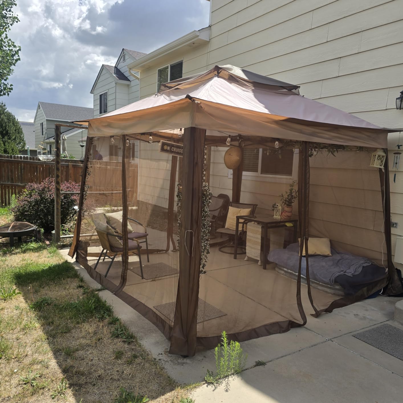 COOS BAY 11x11 Pop Up Gazebo with Netting, Canopy Tent, Beige customer photo 1