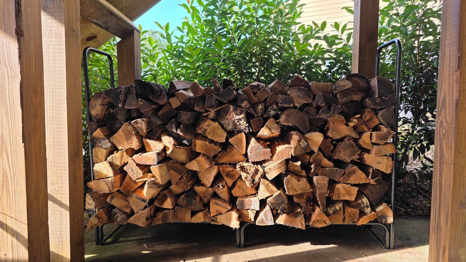 VIVOHOME 8ft Heavy Duty Indoor Outdoor Firewood Storage Log Rack with Cover Combo Set Black customer photo 1