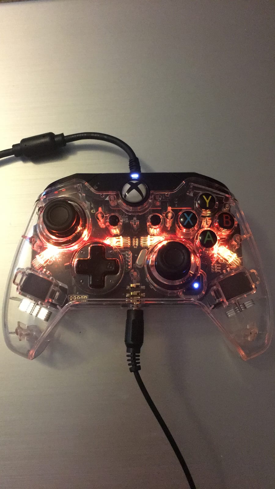 PDP Gaming Afterglow Deluxe+ LED Wired Power Nintendo Switch Pro Controller, Officially Licensed, RGB Hue Color Lights, Clear Body See Through Gamepad, 3.5mm Audio Jack, Dual Vibration Paddle Buttons customer photo 1