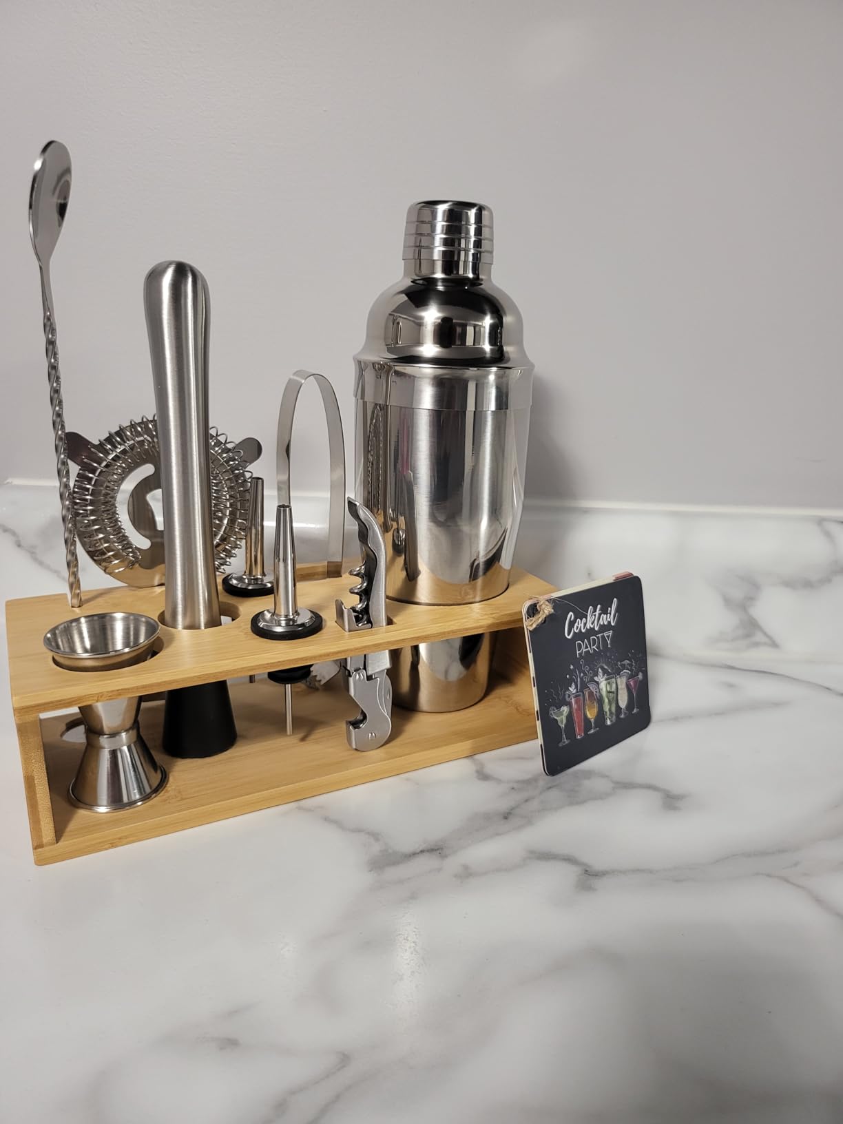 Bartender Kit Cocktail Shaker Set with Stand Bar Tool Bar Set for Drink Mixing Home Bartending Kit 11-Piece Bar Cart Accessories: Martini Shaker, Mixer Spoon, Jigger, Muddler, Strainer & Recipes Gifts customer photo 2