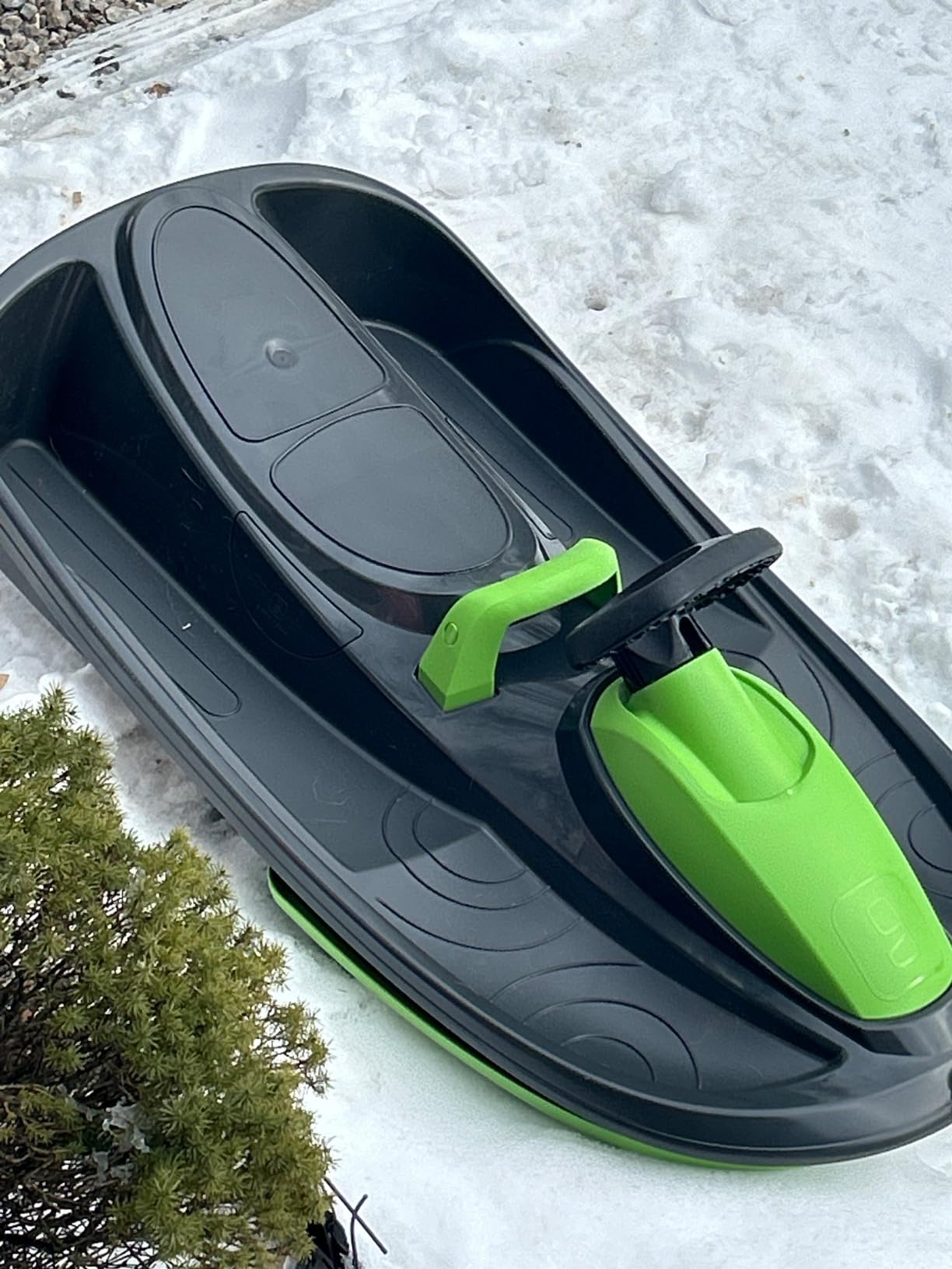 Snow Sled for Kids, Adults - Toboggan Sled, Easy Turning Steering Wheel, Anti-Slip Seat, Pull Up Brake, Durable Plastic Sled, Lightweight, Snow Sleds, Age 3+ 260 lbs customer photo 2