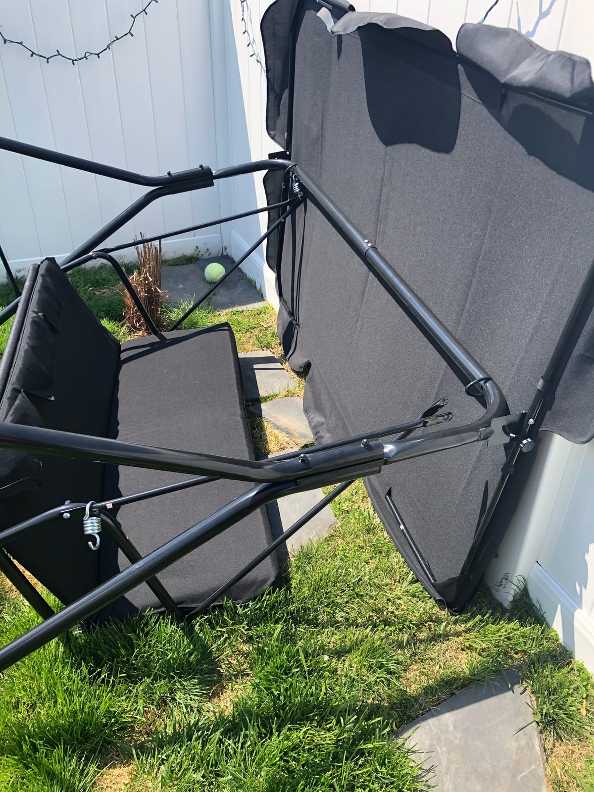 Esright 3-Seat Outdoor Porch Swing Chair with Adjustable Canopy, Balck customer photo 1