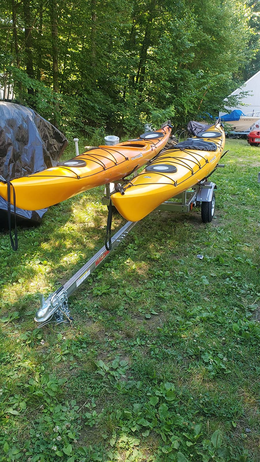 Malone MPG586XV EcoLight 2 Kayak Trailer with 2 V-Rack Kayak Carriers | 14' / 400 lbs Capacity | Fully Submersible | Marine Grade Galvanized Steel Construction | 14' / 400 lbs Capacity, Fully Submersible, Marine Grade Galvanized Steel Construction customer photo 1