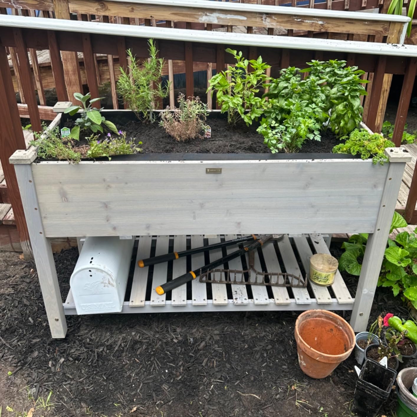 Best Choice Products Raised Garden Bed 48x24x32-inch Mobile Elevated Wood Planter w/Lockable Wheels, Storage Shelf, Protective Liner - Natural customer photo 1