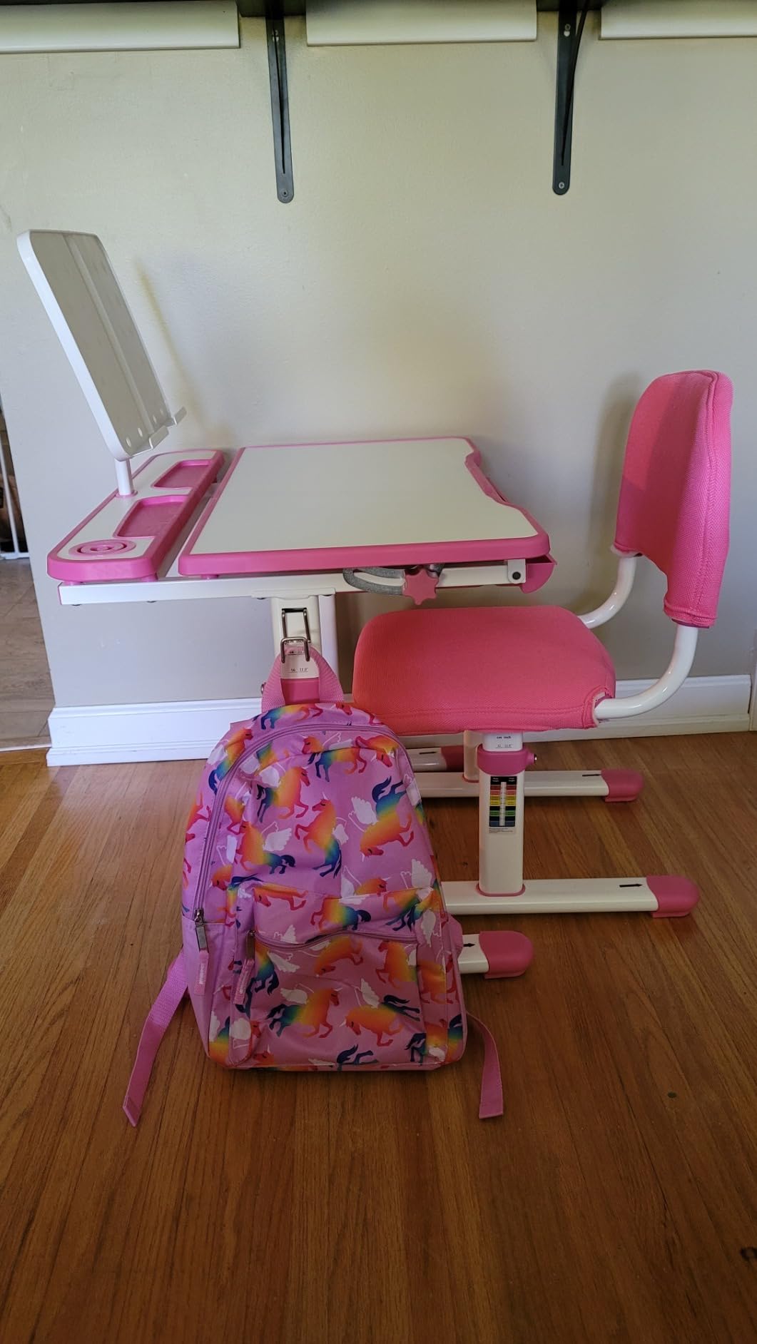 Artist hand Height Adjustable Kids Desk and Chair Set with LED Light,Drawer customer photo 1