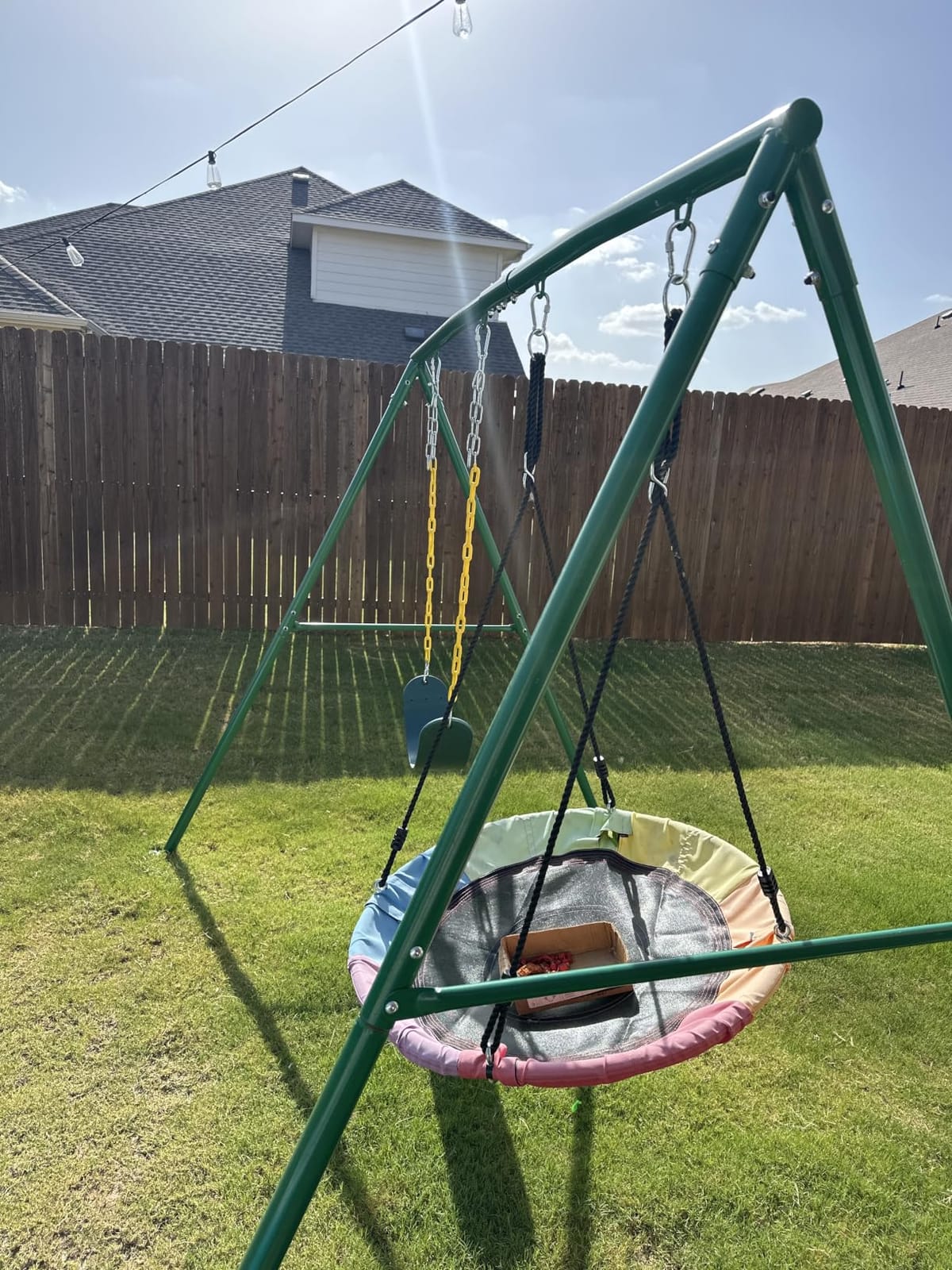 Trekassy 440lbs Swing Sets for Backyard, 2 Seat Saucer & Belt Swing - Green customer photo 2