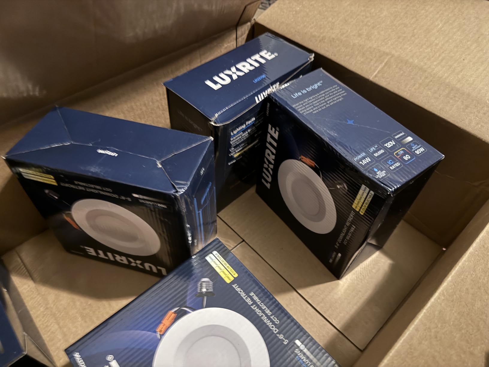 LUXRITE 5/6 Inch LED Recessed Retrofit Downlight, 14W=90W, 1100 LM (4 Pack) customer photo 2
