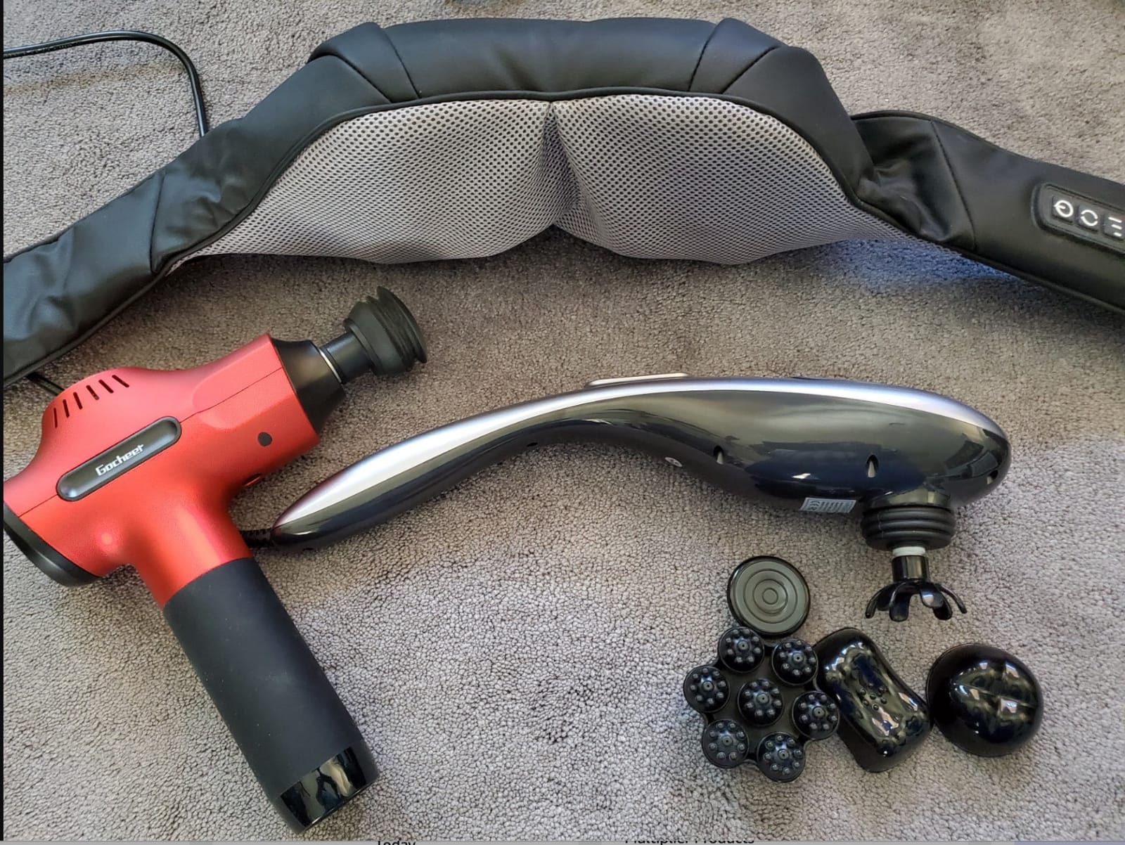 MEGAWISE Handheld Percussion Massager for Back, 3600 RPM, 5 speeds, 7 Heads customer photo 1
