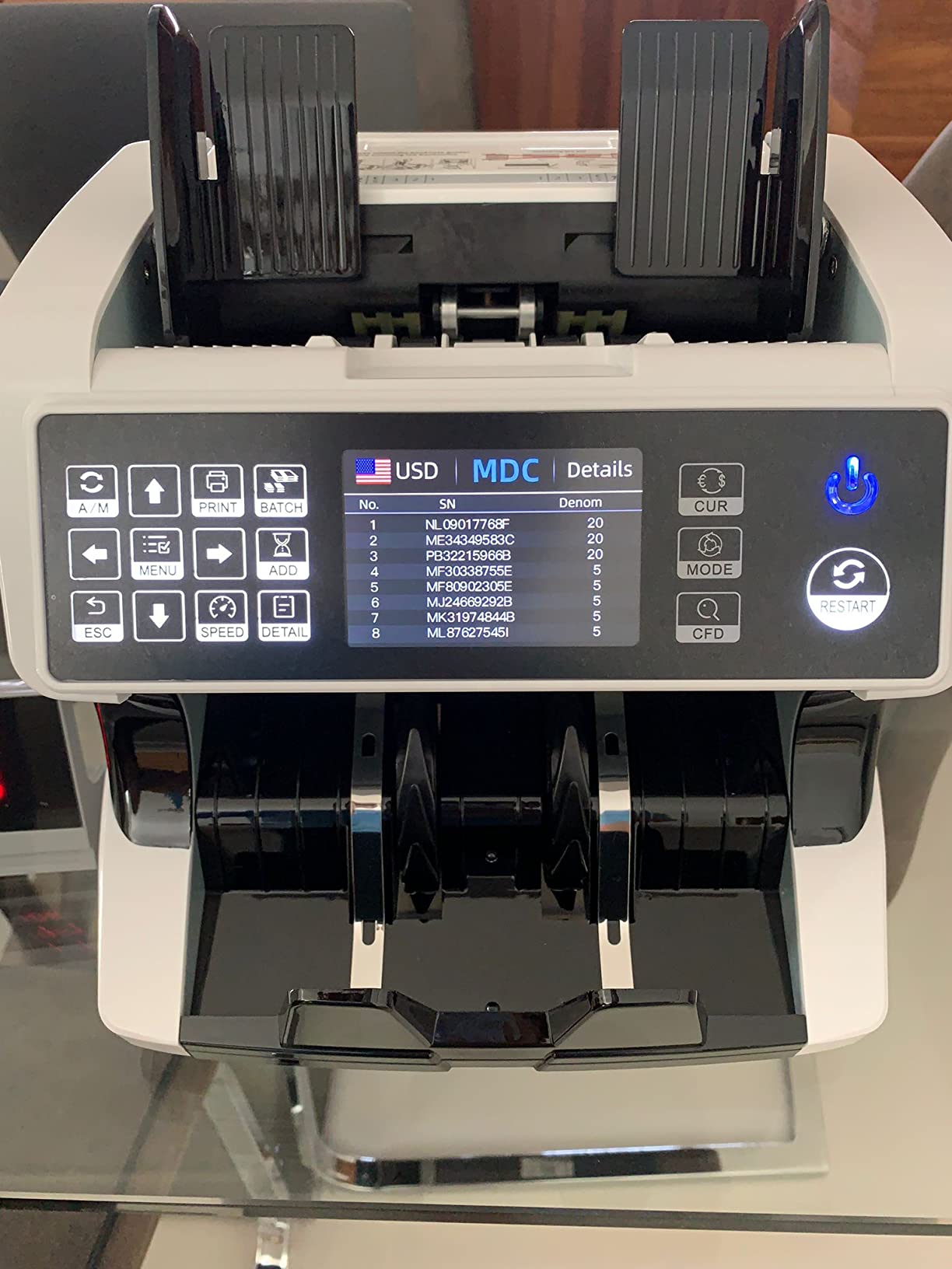 MUNBYN IMC01 Bank Grade Money Counter Machine Mixed Denomination, 2CIS/UV/IR/MG/MT Counterfeit Detection, Serial Number, MUL Currency Cash Counter, Printer Compatible, 2Y Manufacturer (White) customer photo 2