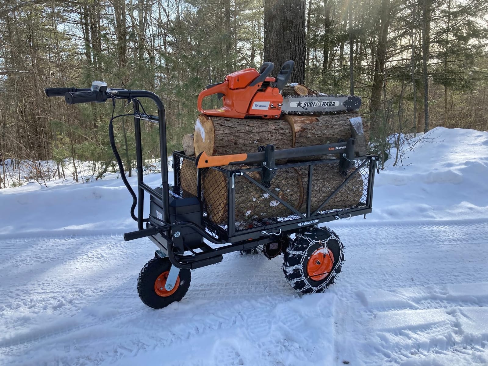 SuperHandy Utility Service Cart Power Wagon Wheelbarrow Electric 48V DC Li-Ion Powered 660Lbs Load and 1000Lbs+ Hauling Capacity Farm and Garden All Purpose Modular Cargo Bed | Electric 48V Li-Ion Powered 660lb Load and 1000lb+Hauling Capacity customer photo 1
