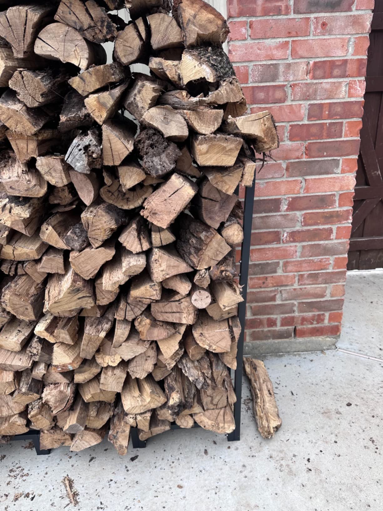 Firewood Rack Stand 4ft Heavy Duty Logs Holder for Outdoor Indoor Fireplace Metal Wood Pile Storage Stacker Organizer, Matte Black customer photo 2