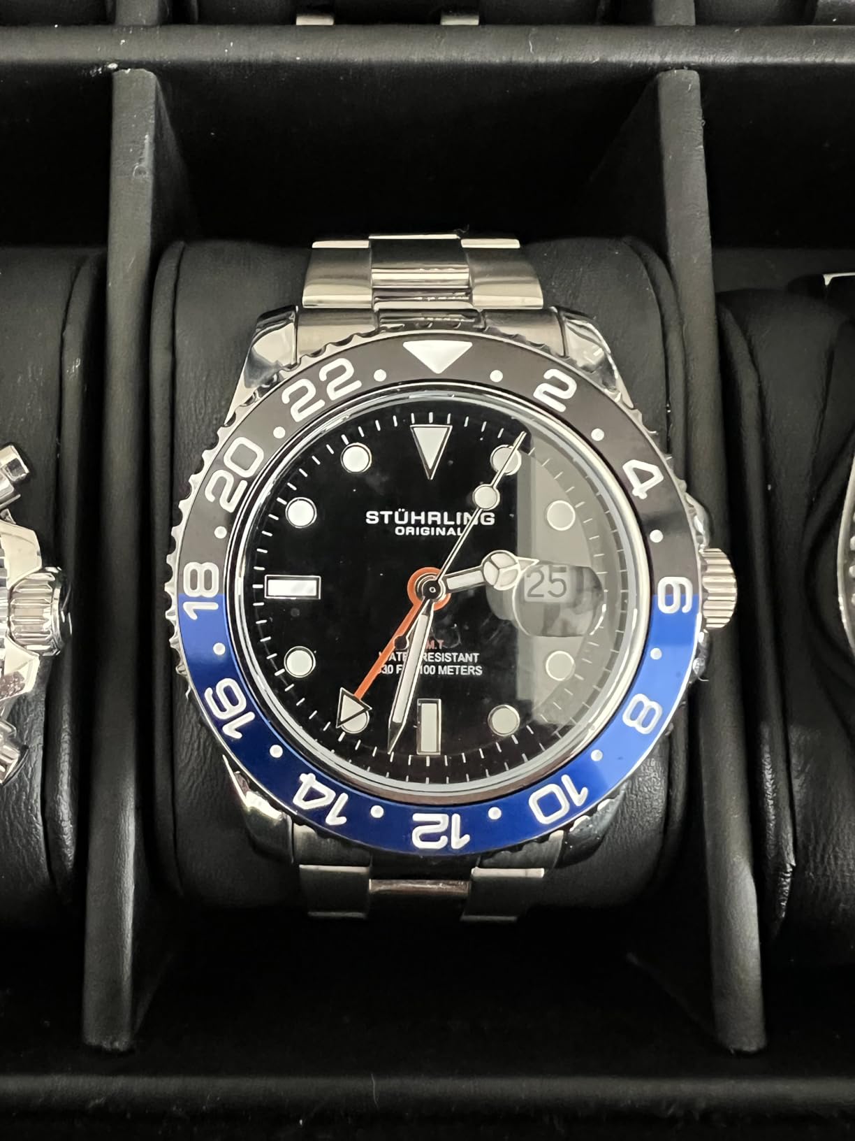 Stuhrling Original Men's Stainless Steel GMT Watch Quartz - 42mm Quartz Analog Wrist Watch for Men, Mens Quartz Watch, Stainless Steel Case, Casual Work Watch, Water Resistant Watch customer photo 2