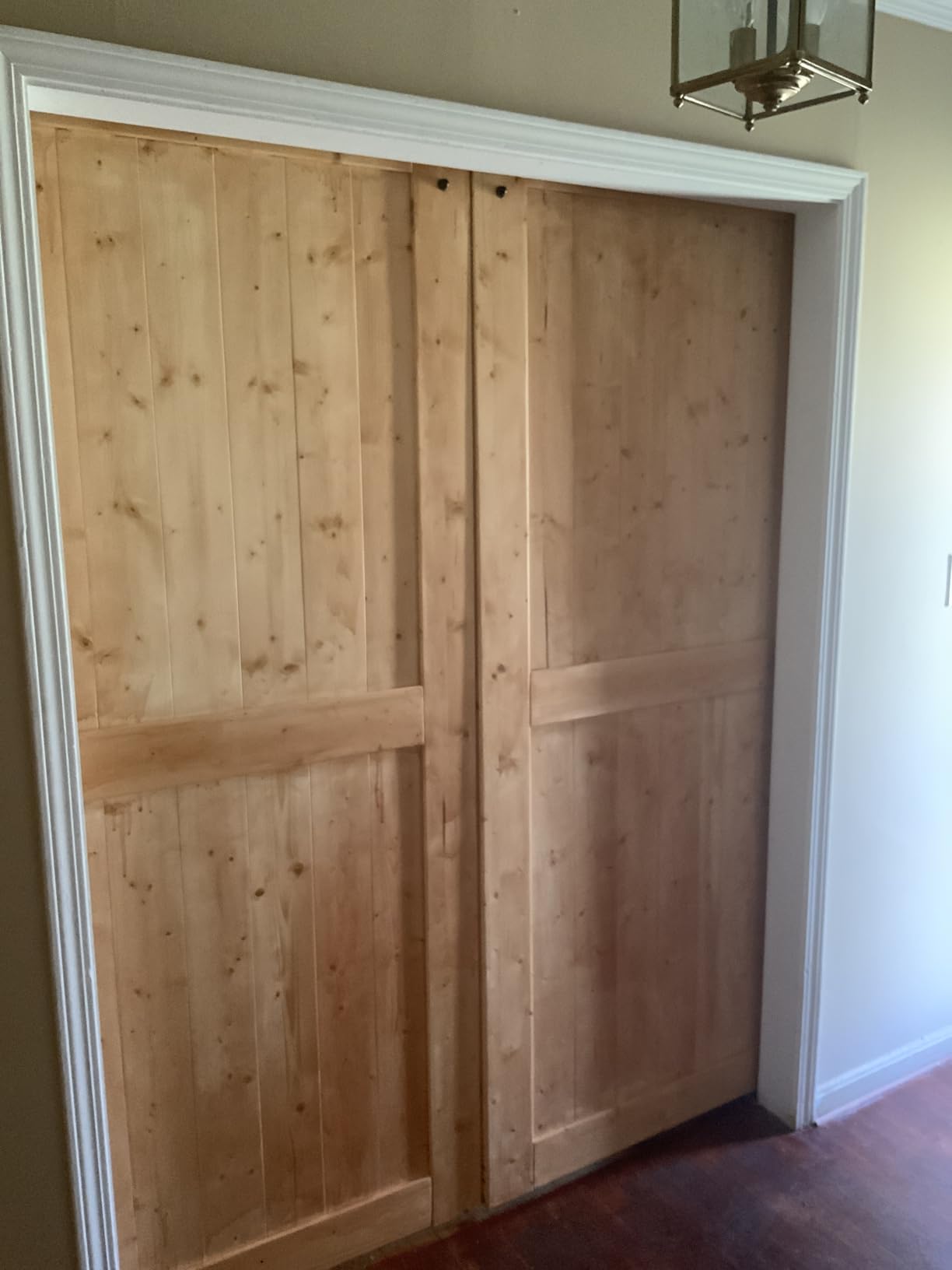 FREDBECK 36in x 84in Wood Barn Door with 6.6FT Barn Door Hardware Kit Included K Shape Solid Spruce Panel Need to Assembly customer photo 2