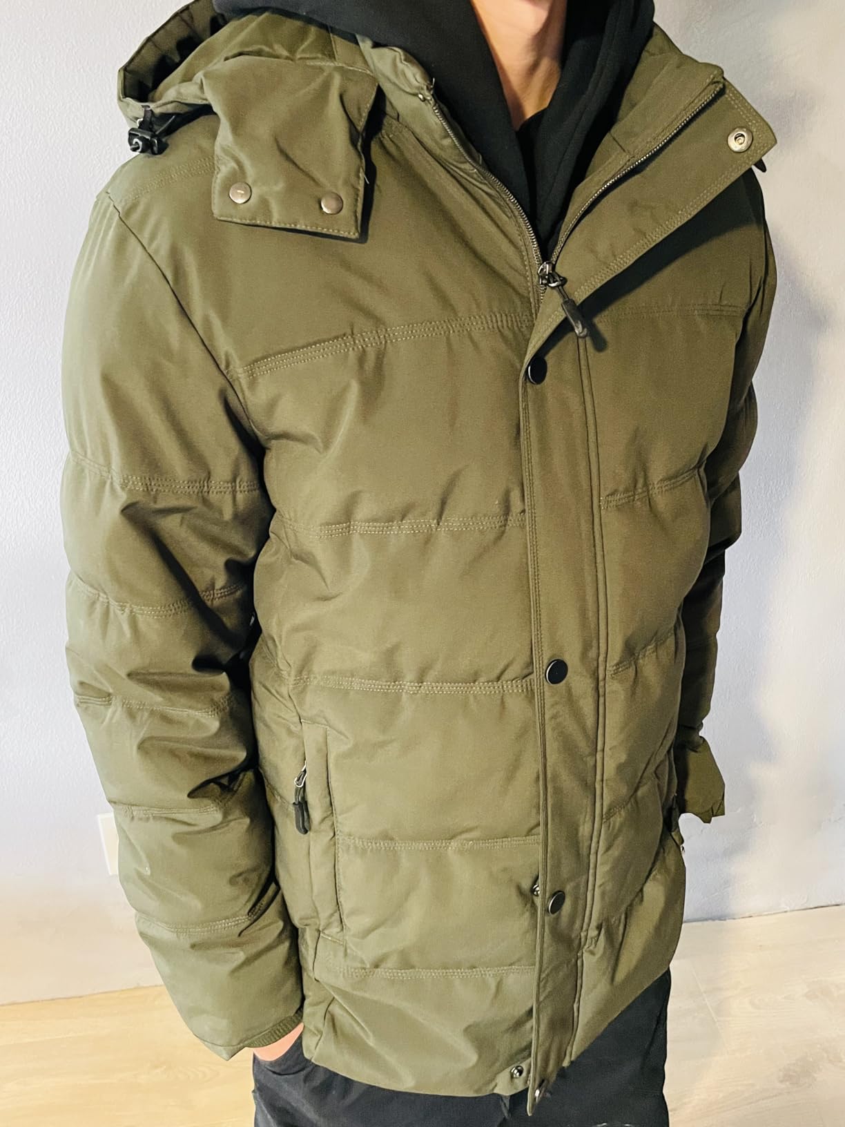 wantdo Men's Puffer Jacket Warm Winter Coat Waterproof Hooded Winter Jacket | Warm Recycled Fabric, Windproof Removable Hood, 10000mm Waterproof, for Daily, Outdoor Work, Ski, Regular and Big Size customer photo 1