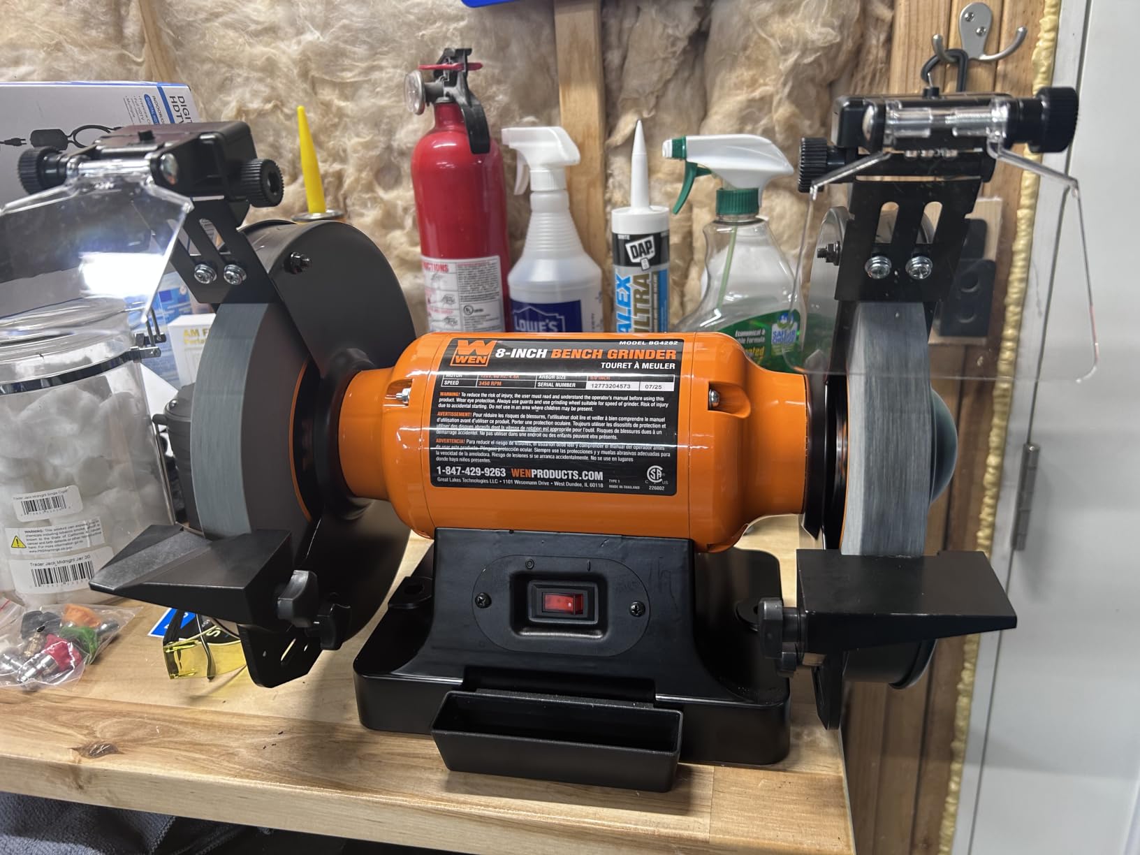 WEN BG4282 4.8-Amp 8-Inch Single Speed Bench Grinder with LED Work Lights, 14 x 10 x 11.75 inches, Black and Orange customer photo 1