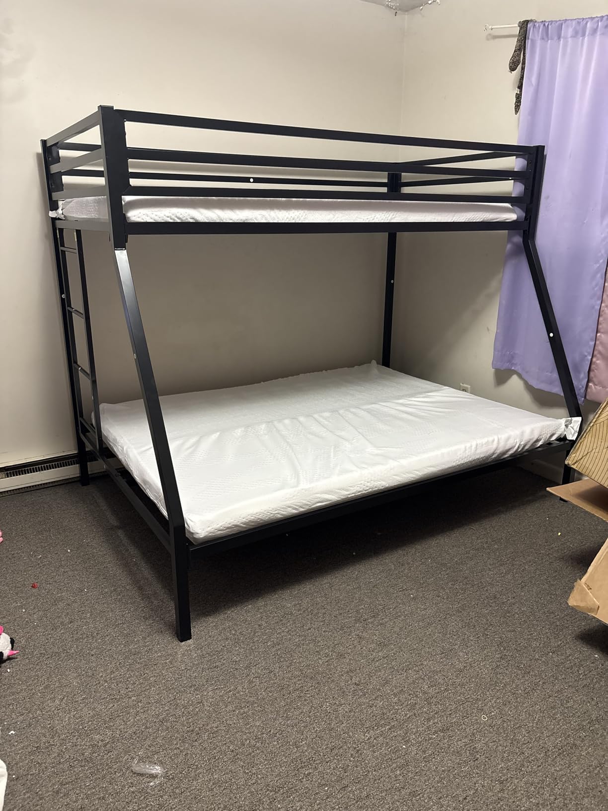 SHA CERLIN Bunk Bed Twin Over Full Size with Ladder and Guardrail,Black customer photo 1