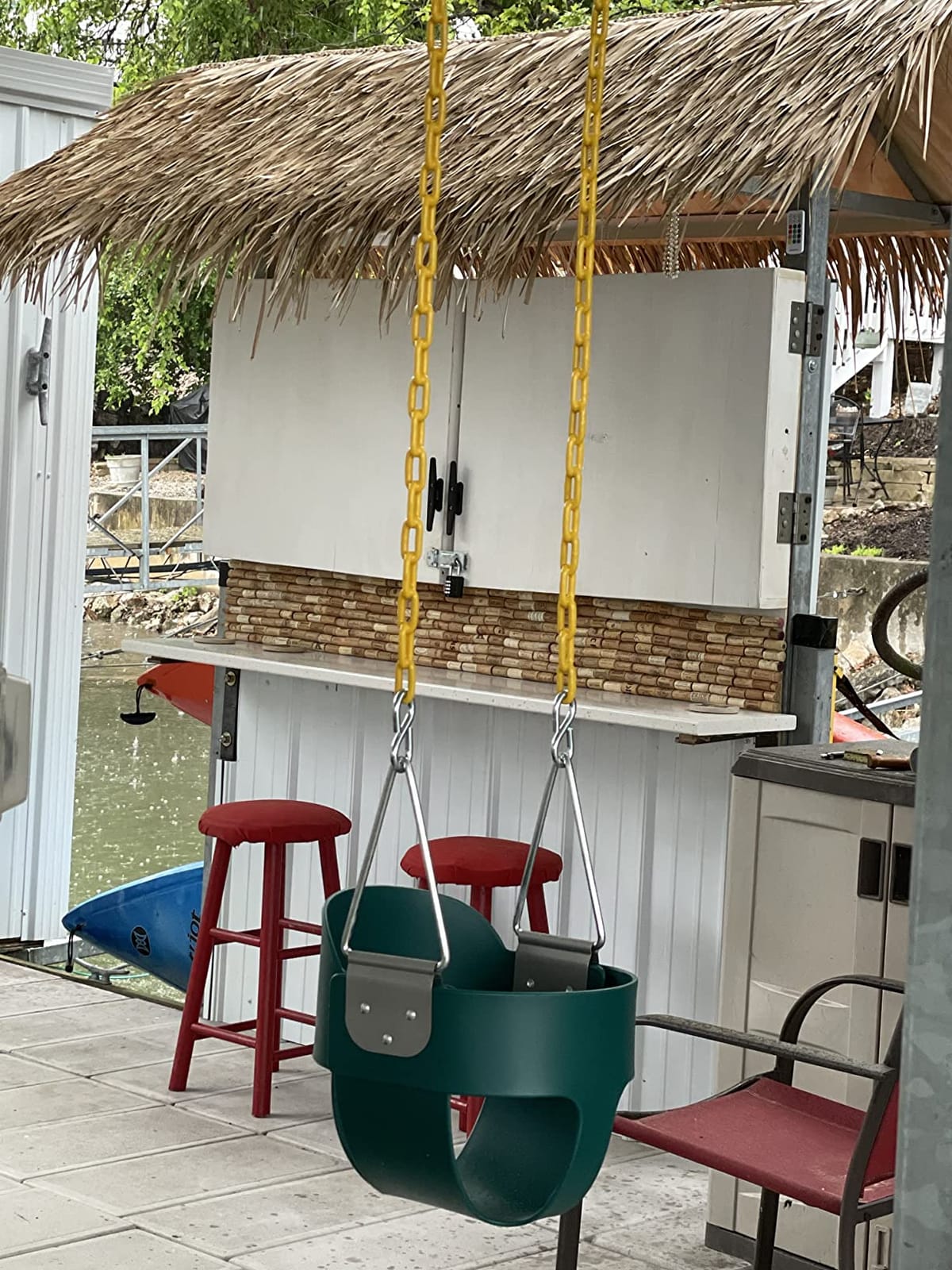 Jungle Gym Kingdom Baby Swing Outdoor - Heavy Duty Toddler Swing Set Accessories, High Back, Full Bucket Seat with Coated Chains for Outdoor Use - Fully Assembled - Green customer photo 2