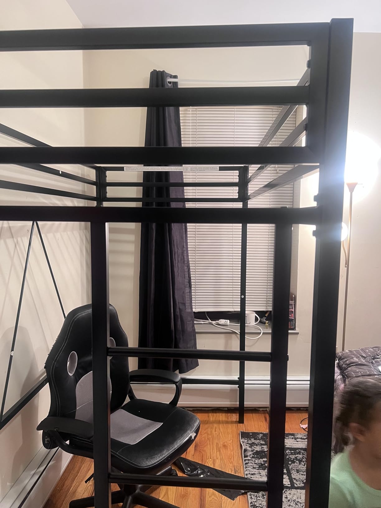 Allewie Metal Loft Bed Twin Size with Guardrail and Ladder,Black customer photo 2