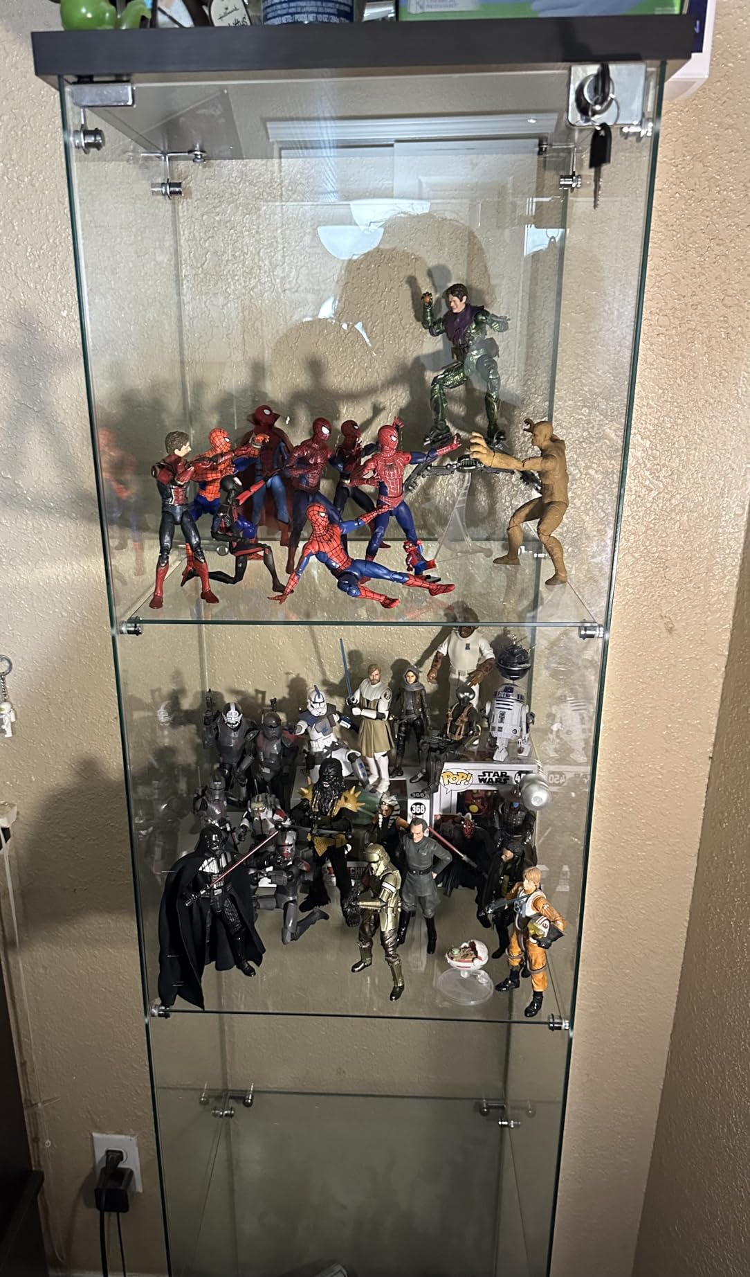 FLYMUHJIA Curio Cabinet Glass Display Case for Collectibles with Door, 4 Display Shelves Showcase, 64.2”Hx16.9''Lx 14.6''W Black customer photo 1