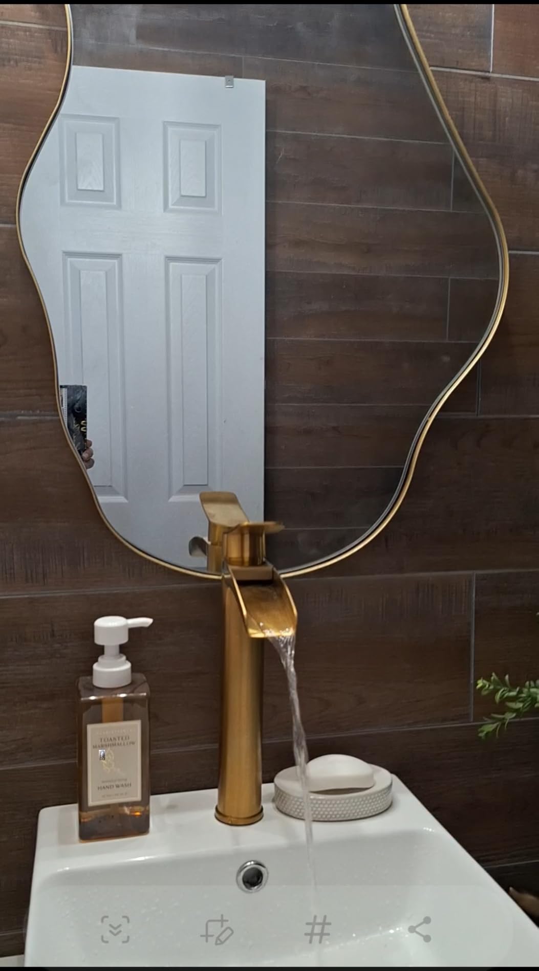 Phiestina Brushed Nickel Tall Bathroom Vessel Sink Faucet, Single Hole Single Handle Waterfall Modern Above Countertop Sink Bathroom Faucet, with Pop Up Drain and Water Supply Line, NS-SF01-BN-V customer photo 2