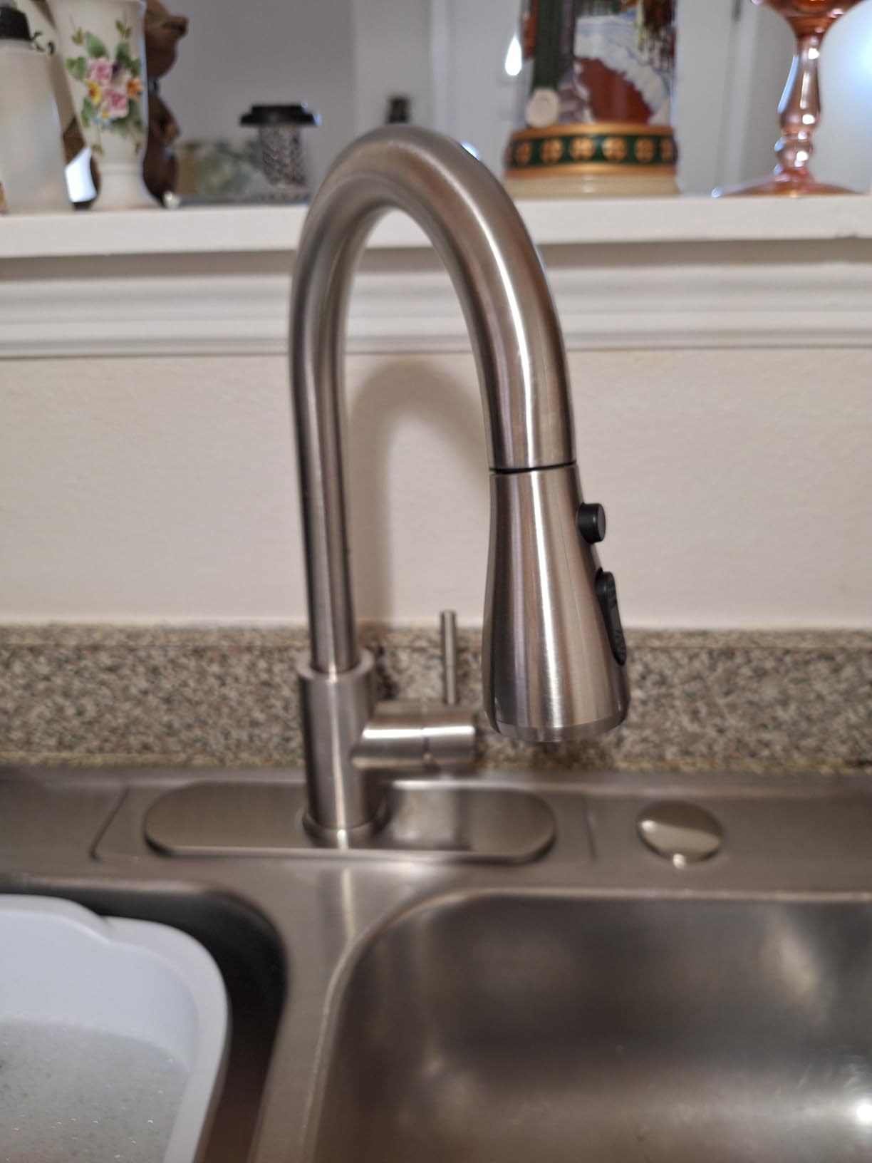 Hiqufet Kitchen Faucet, Pull Down Sprayer, Brushed Nickel | Easy Install, 360 Swivel, 3 Spray Modes, SUS304 Stainless Steel, Fits RV/Laundry/Bar Sinks, Lead-Free customer photo 1