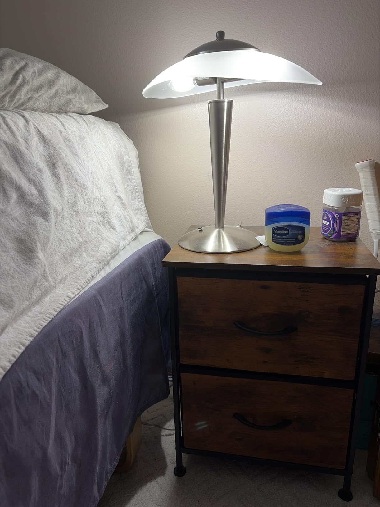 WLIVE Night Stand, Small Dresser with 2 Drawers & Wooden Top, Nightstand with Fabric Bins, Bedside Table End Table for Bedroom, Closet, Entryway, College Dorm, Rustic Brown customer photo 2