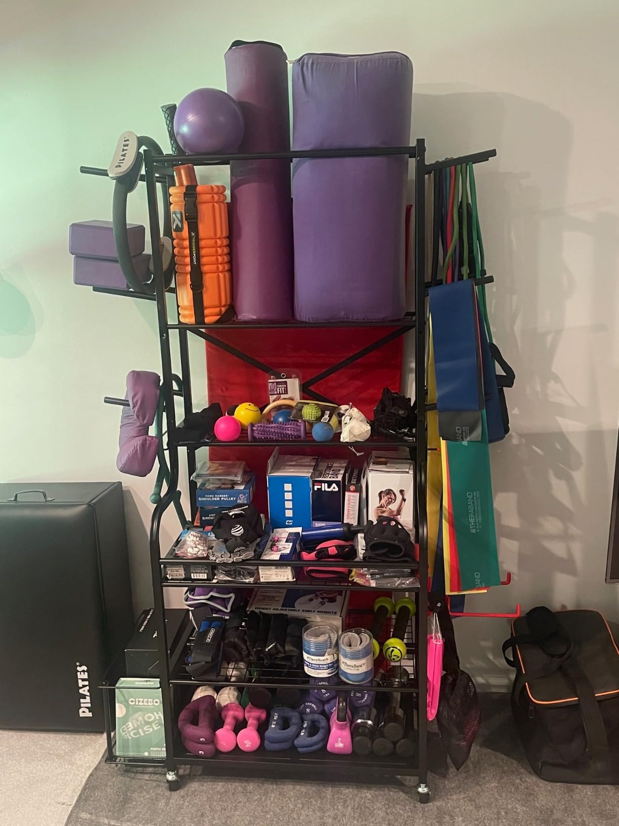 Mythinglogic Home Gym Rack for Dumbbells, Yoga Mats and Workout Equipment customer photo 1