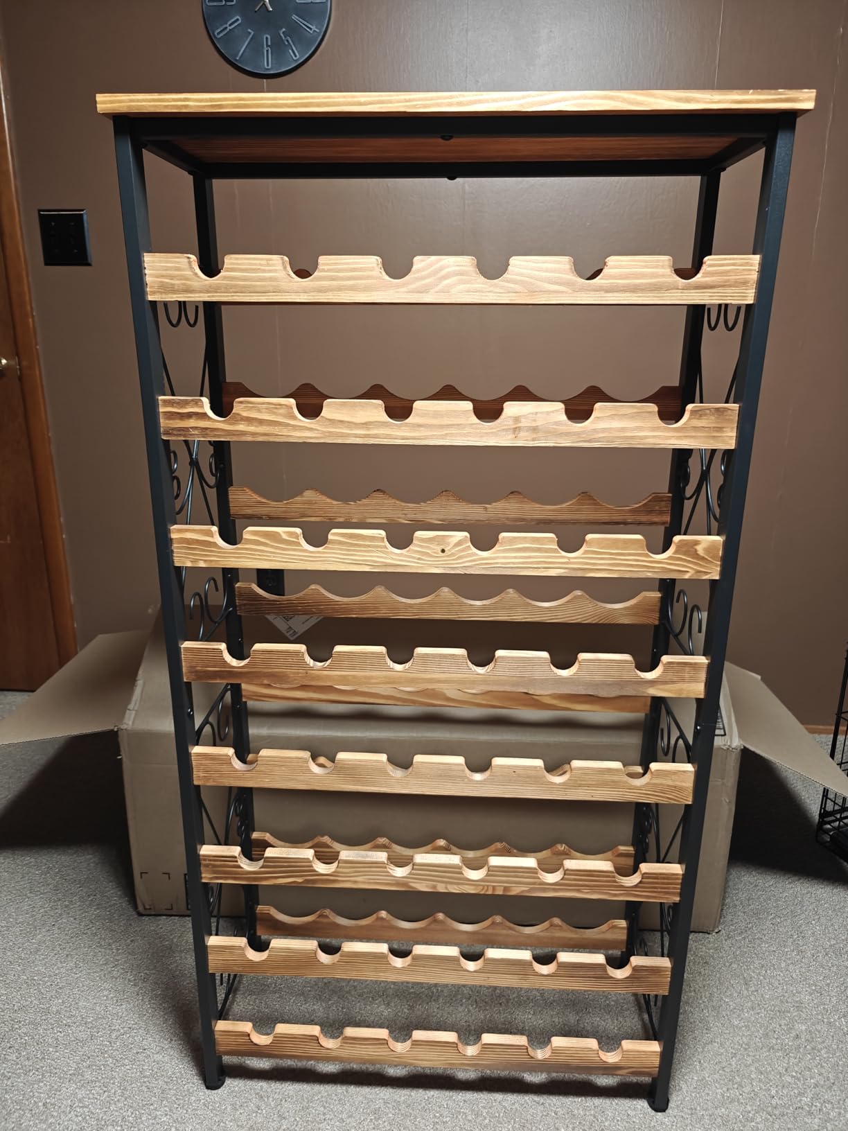 Sonyabecca 48 Bottle Wine Rack Freestanding Floor with Wood Top,8-Tier Wine Storage Shelf with Serving Station, Wine Holder for Kitchen, Bar, Dining Room, Home Bar Cabinet for Wine Bottles, No Wobble customer photo 1