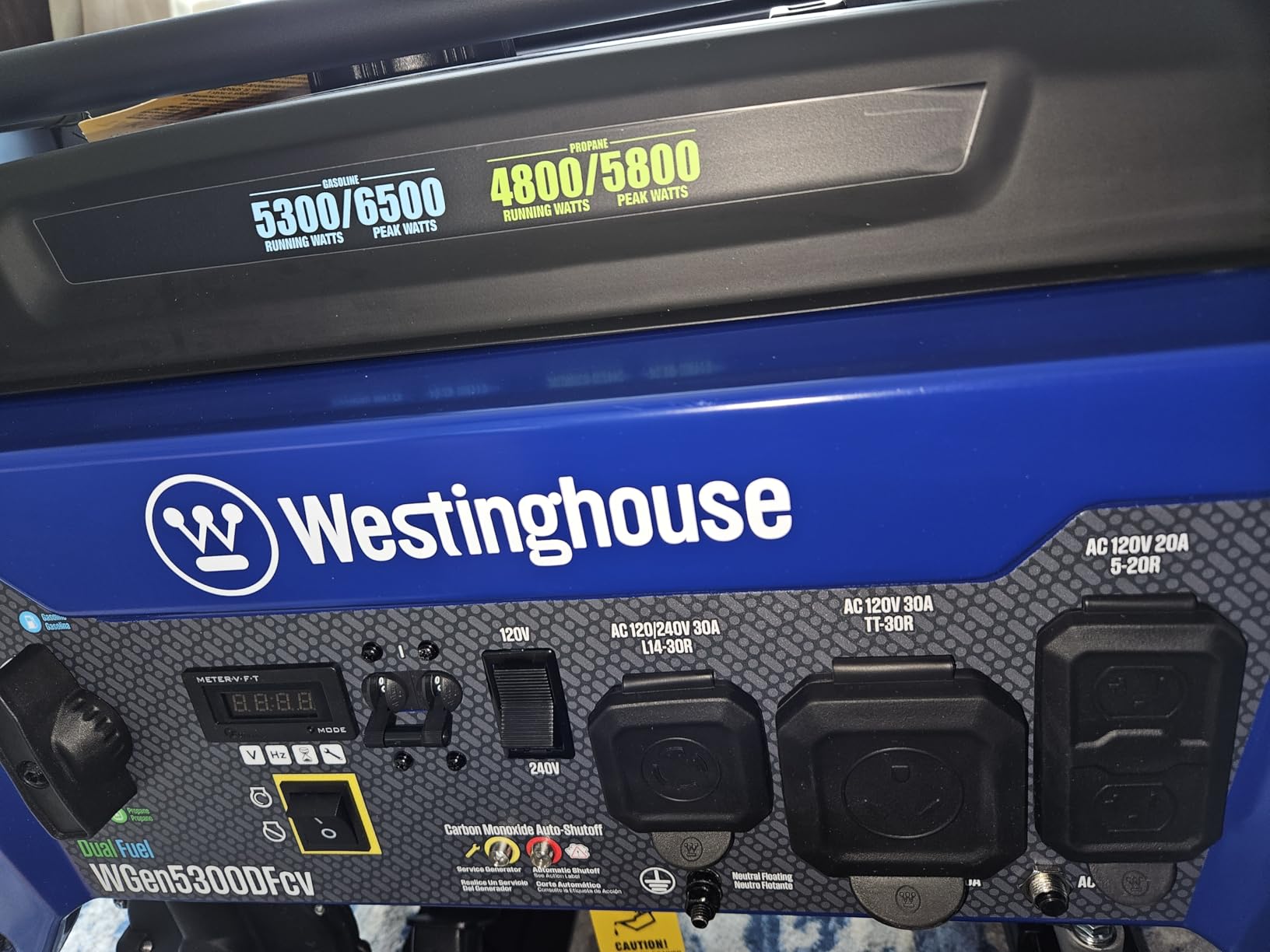 Westinghouse 6500 Watt Dual Fuel Home Backup Portable Generator, Transfer Switch Ready 30A Outlet, RV Ready 30A Outlet, CO Sensor customer photo 2
