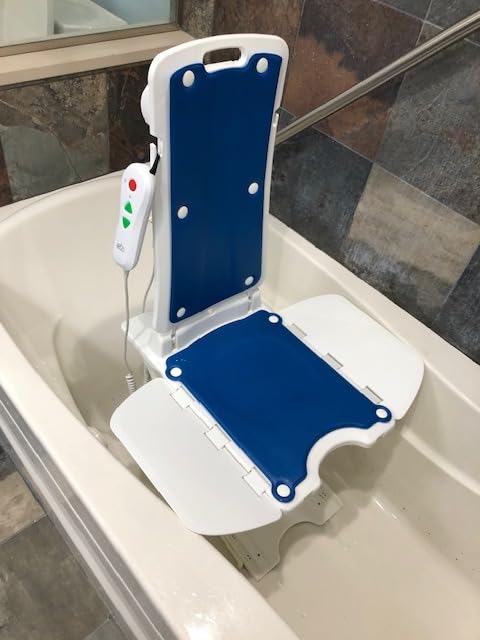 BathLyft (& Floor Lift) | 1 Year Warranty | Floor Lift & Chair Lift | Lightweight, Battery-Operated w Remote | Reclining 53° Support | for Seniors & Disabled | FSA HSA Eligible (Blue) customer photo 1