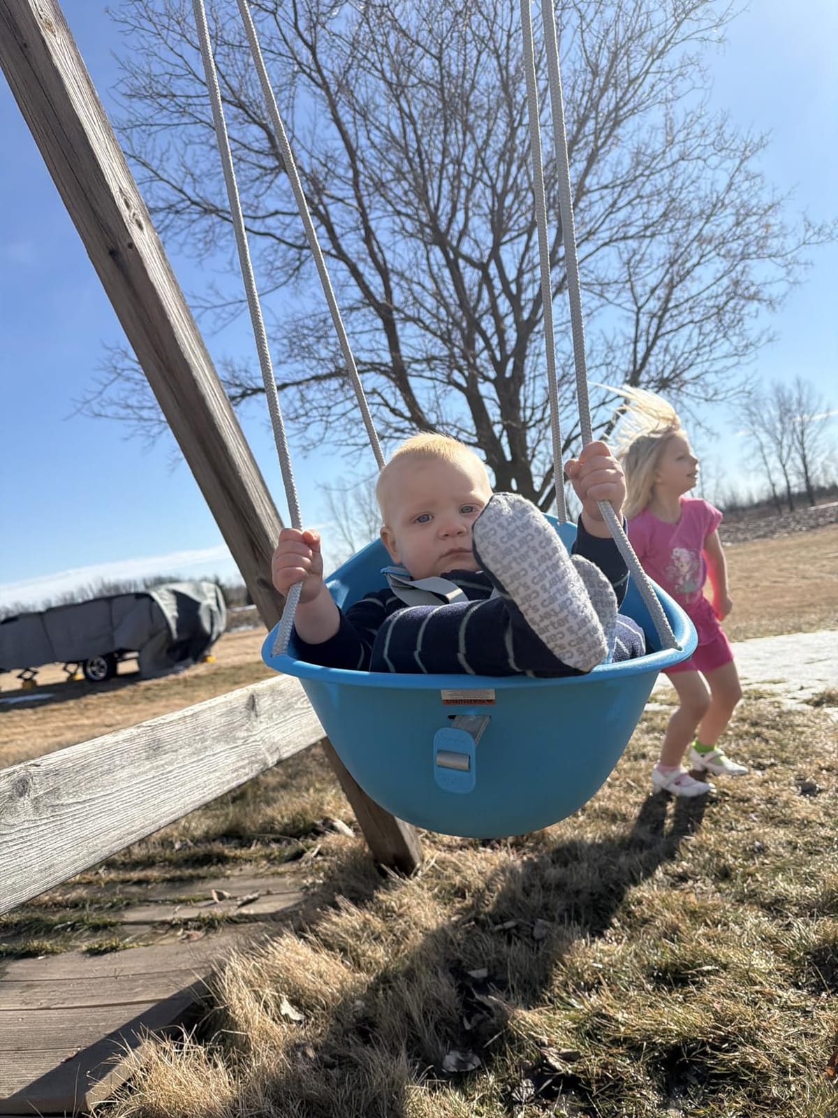 Swurfer Coconut Toddler Swing – Comfy Baby Swing Outdoor, 3- Point Adjustable Safety Harness, Secure, Safe Quick Click Locking System, Blister-Free Rope, Easy Installation, Ages 6-36 Months customer photo 2