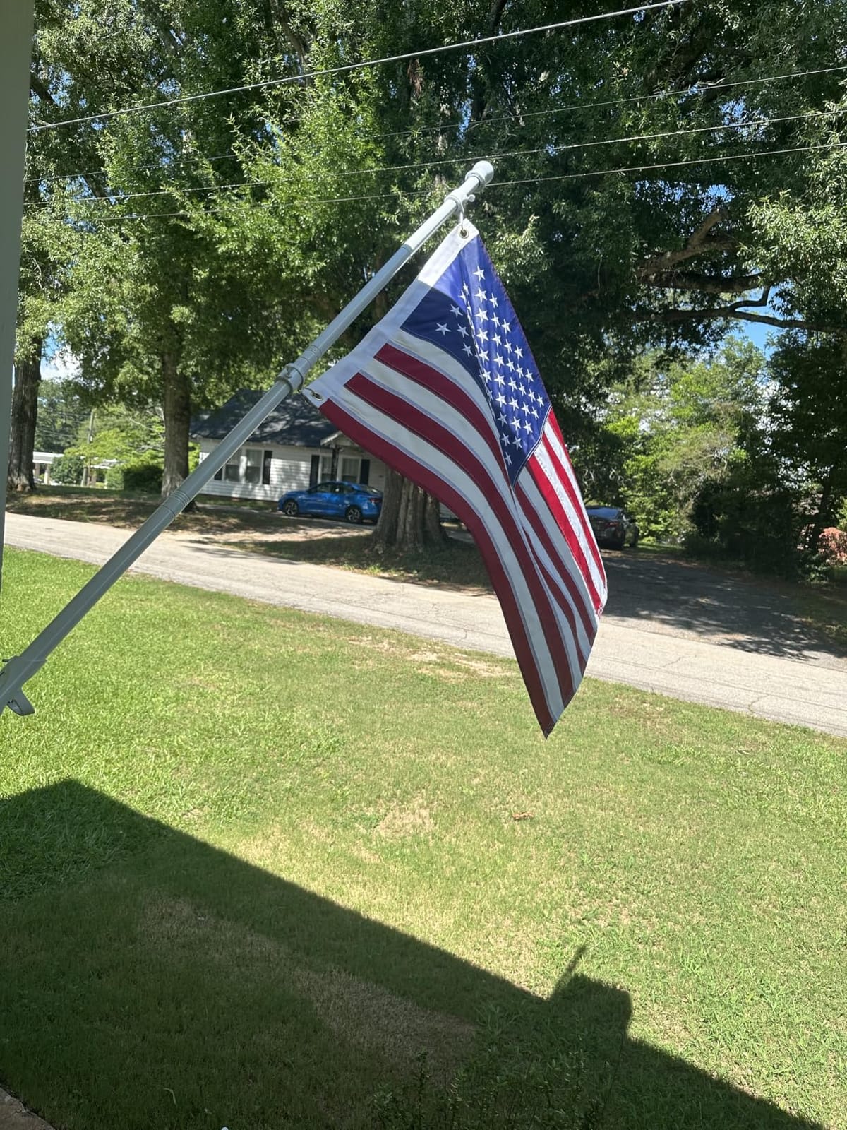5ft Stainless Steel Flag Pole for House, Tangle Free Design with Two-Position Bracket, White, for 3x5 American Flag, Outdoor Use customer photo 1