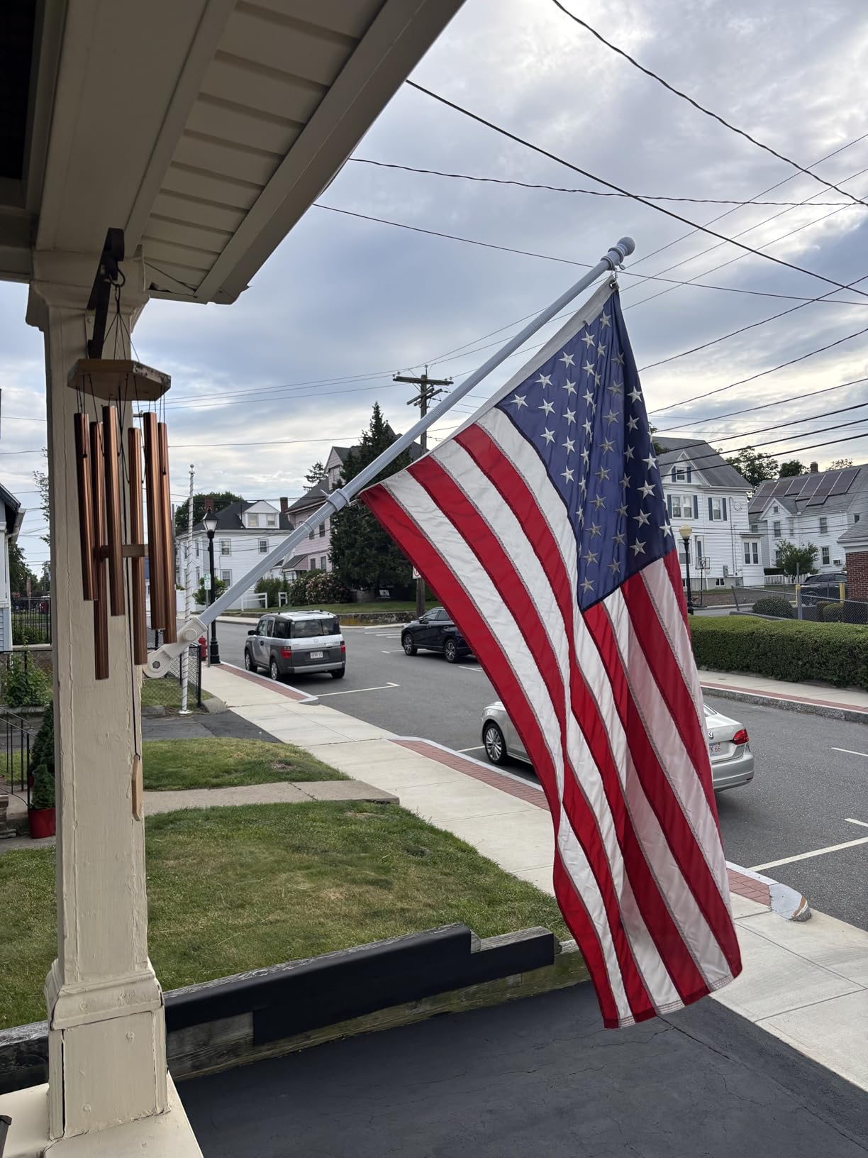 5ft Stainless Steel Flag Pole for House, Tangle Free Design with Two-Position Bracket, White, for 3x5 American Flag, Outdoor Use customer photo 2