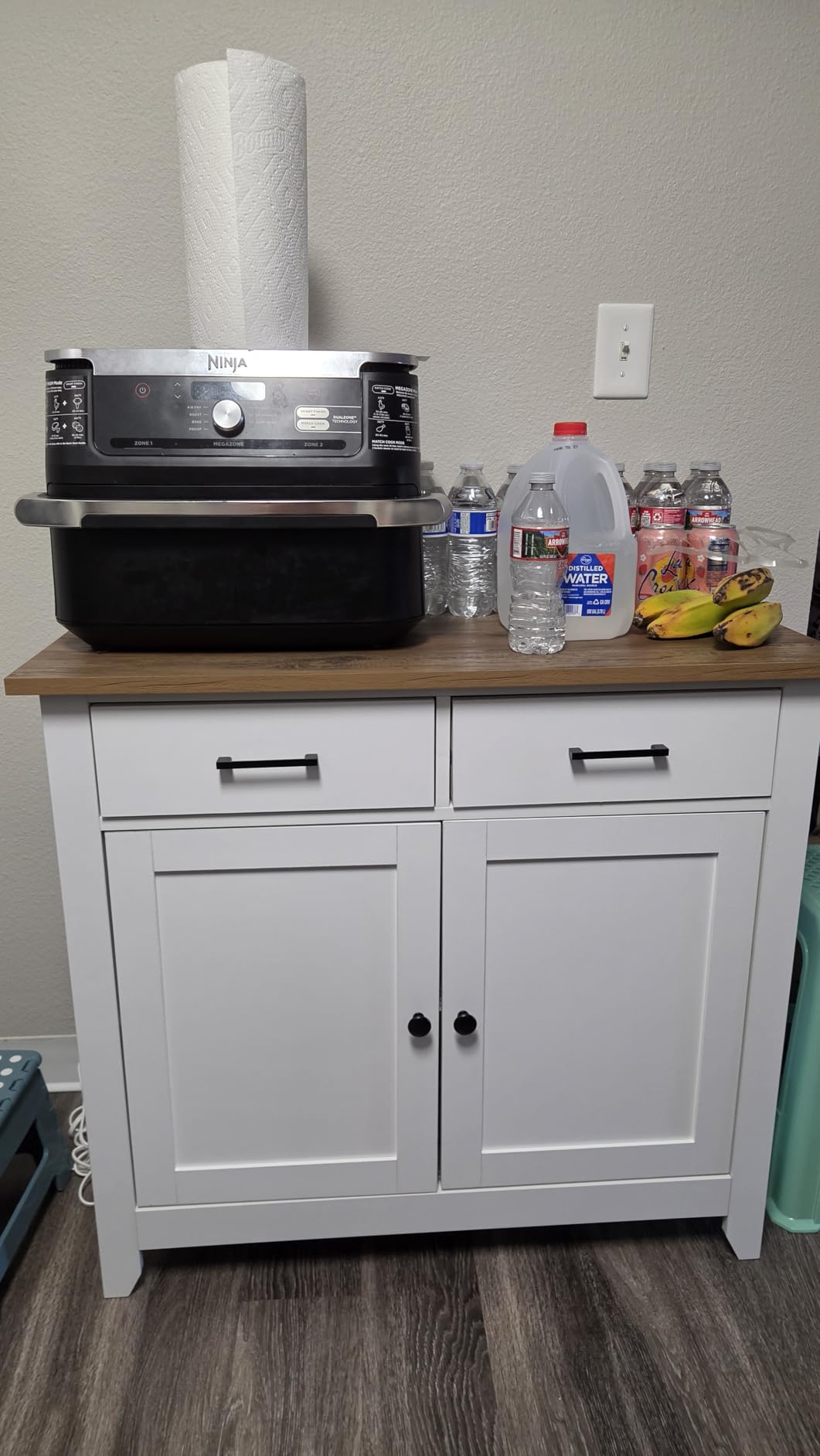 HORSTORS Farmhouse Kitchen Storage Cabinet, Small Buffet, Coffee Bar, White customer photo 2